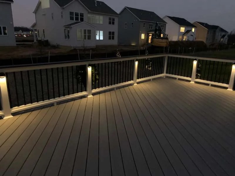 Finished deck with lighting