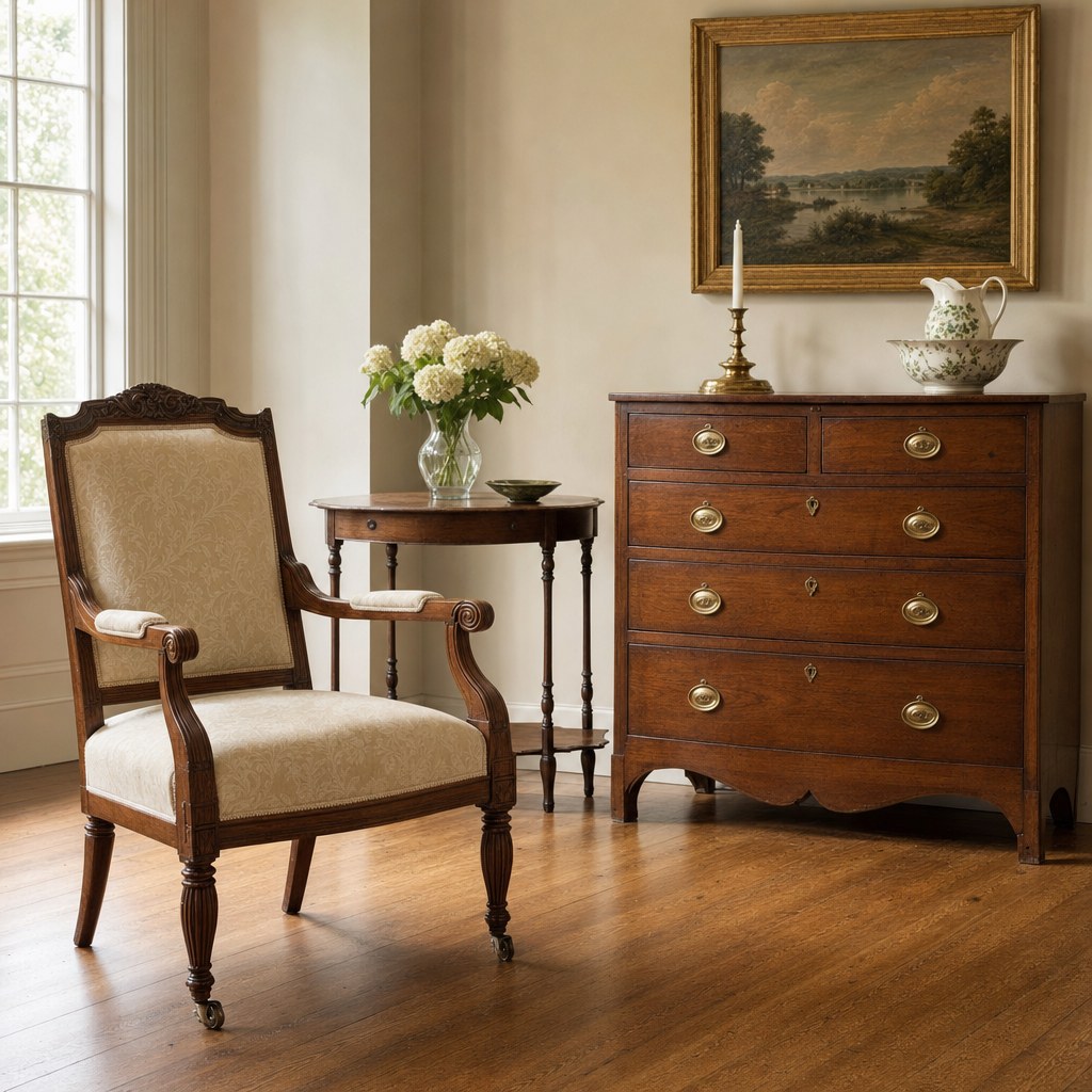 Antique furniture in a sunlit room