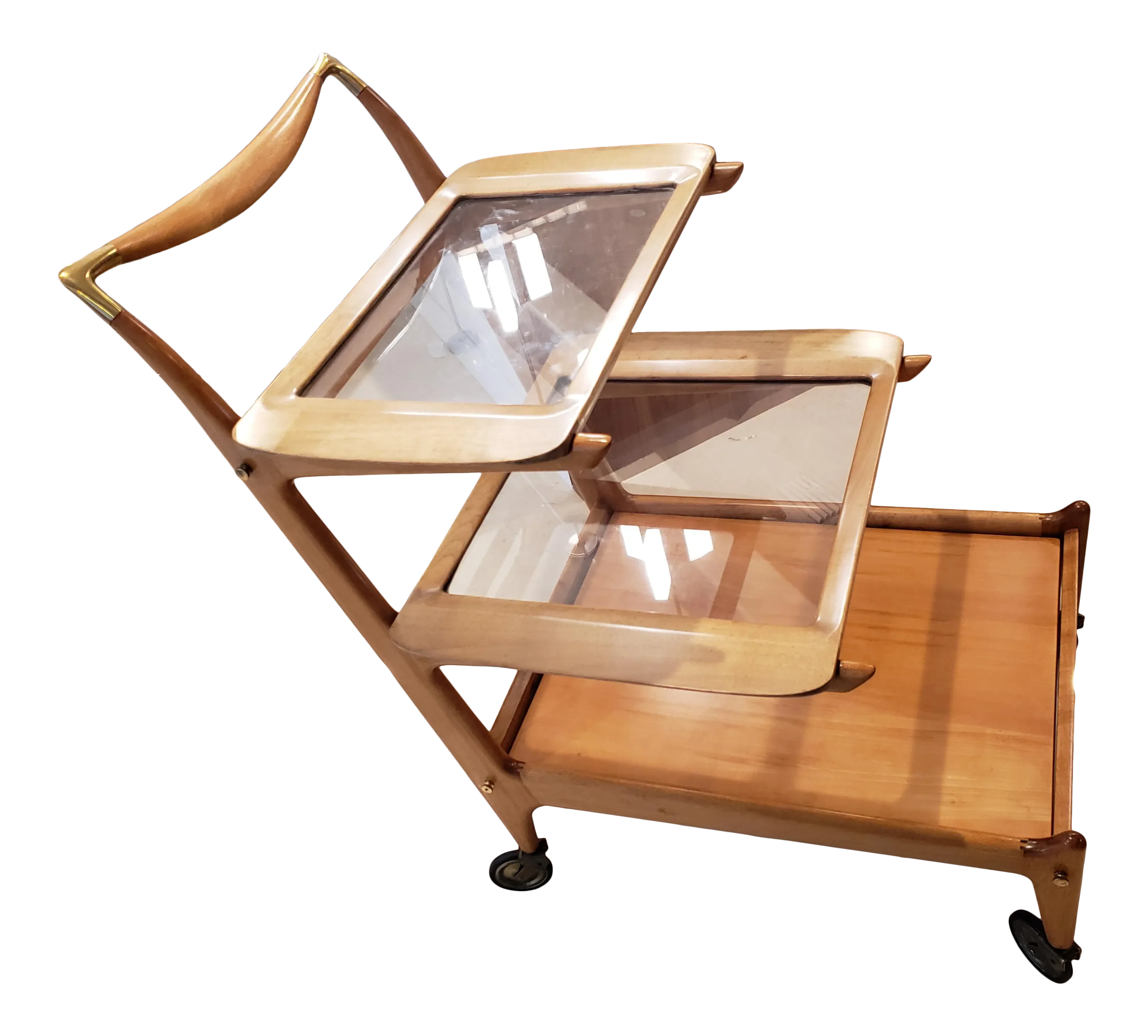 1950 Brazilian Caviuna Wood Tea Cart