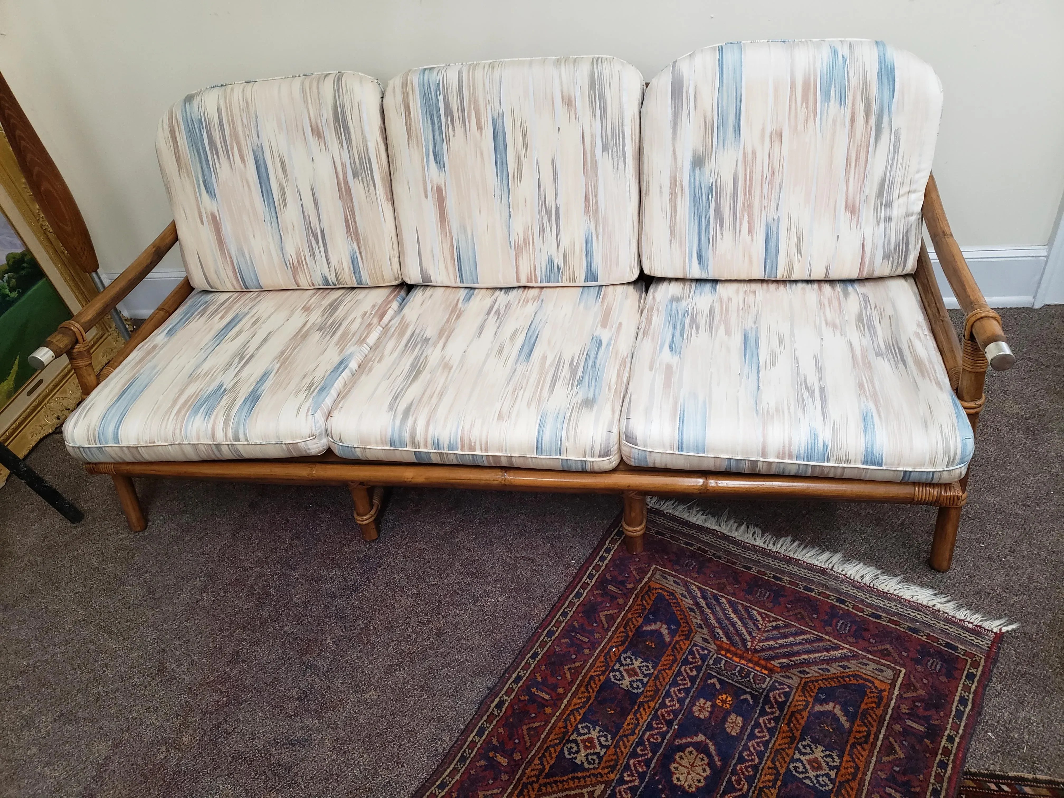 1950s Vintage John Wisner Ficks Reed Co. Far Horizon Rattan Sofa, detail 10