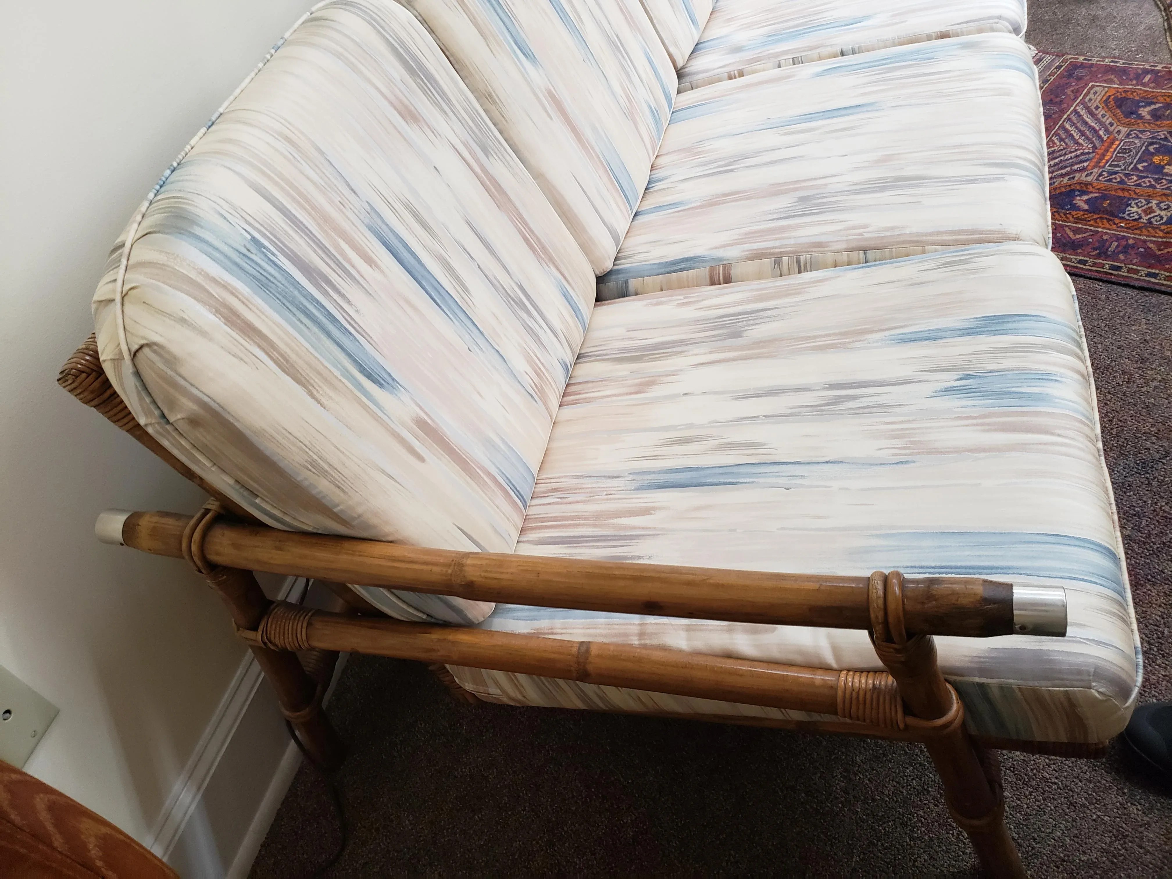 1950s Vintage John Wisner Ficks Reed Co. Far Horizon Rattan Sofa, detail 4
