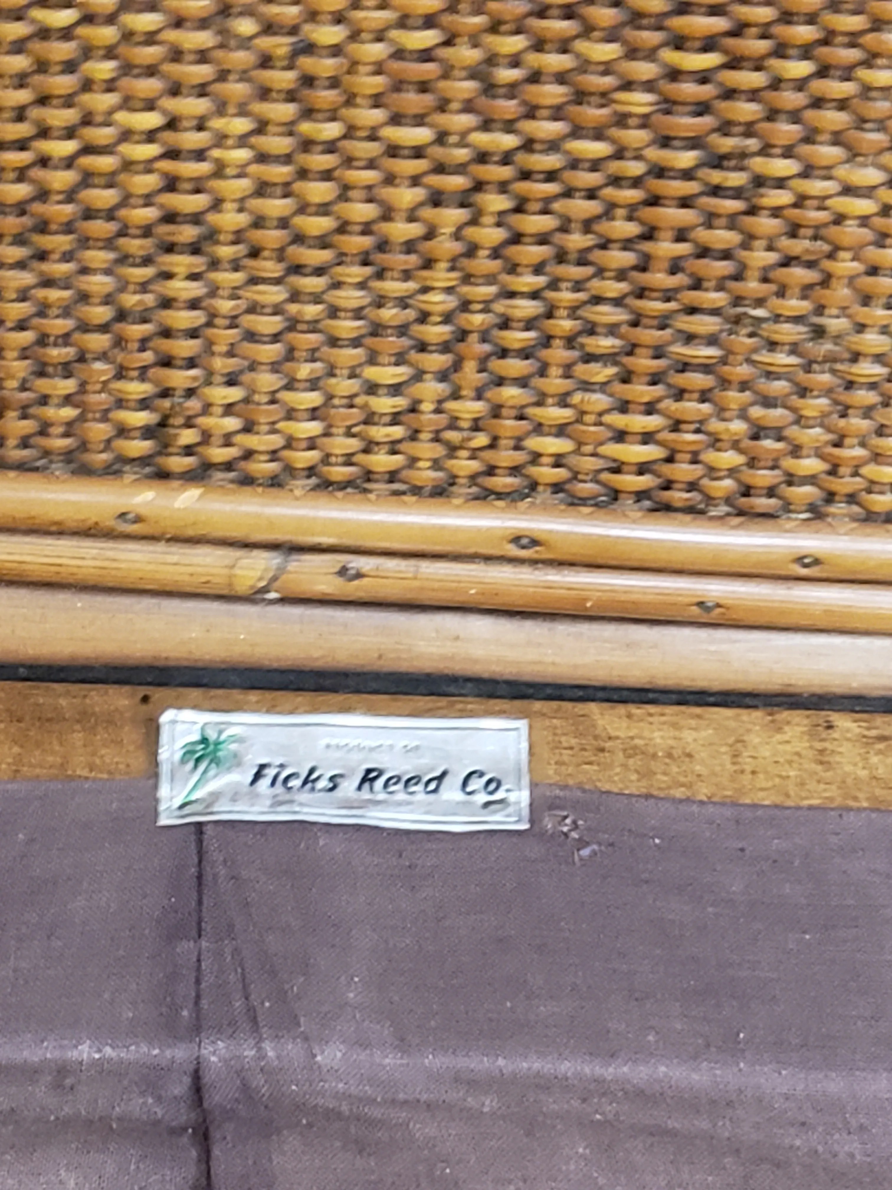 1950s Vintage John Wisner Ficks Reed Co. Far Horizon Rattan Sofa, detail 8