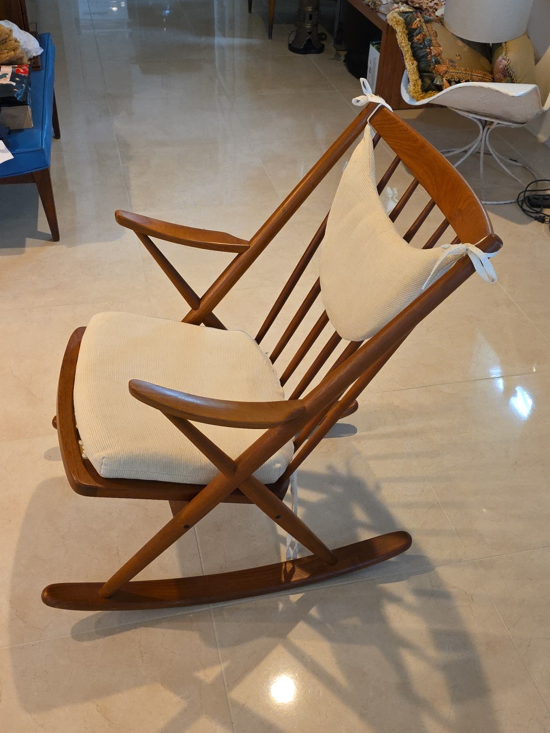 1960s Bramin Mobler Frank Reenskaug Mid-Century Danish Teak Rocking Chair, detail 2