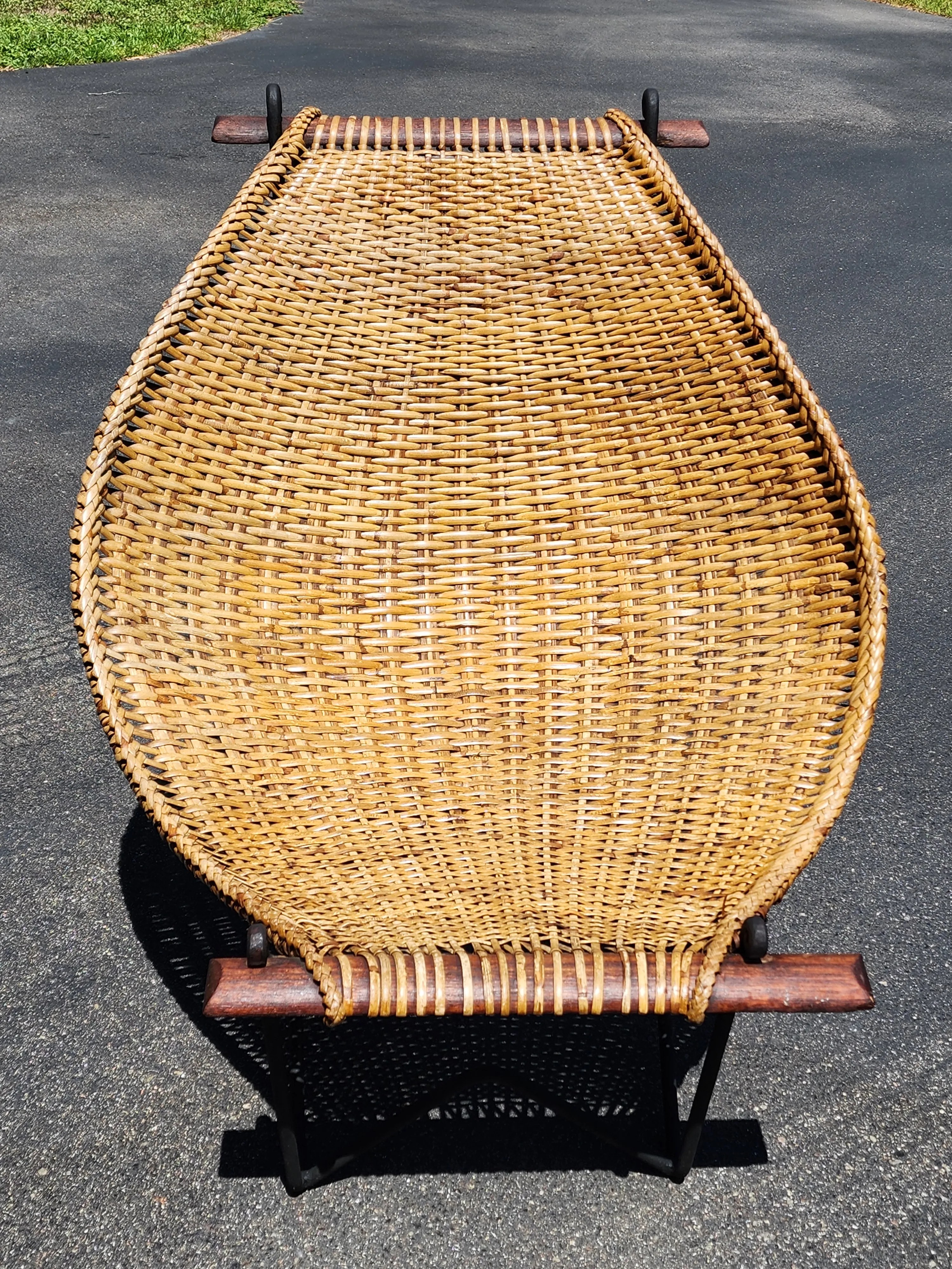 1960s John Risley Iron and Cane Lounge Sling Chair, detail 2