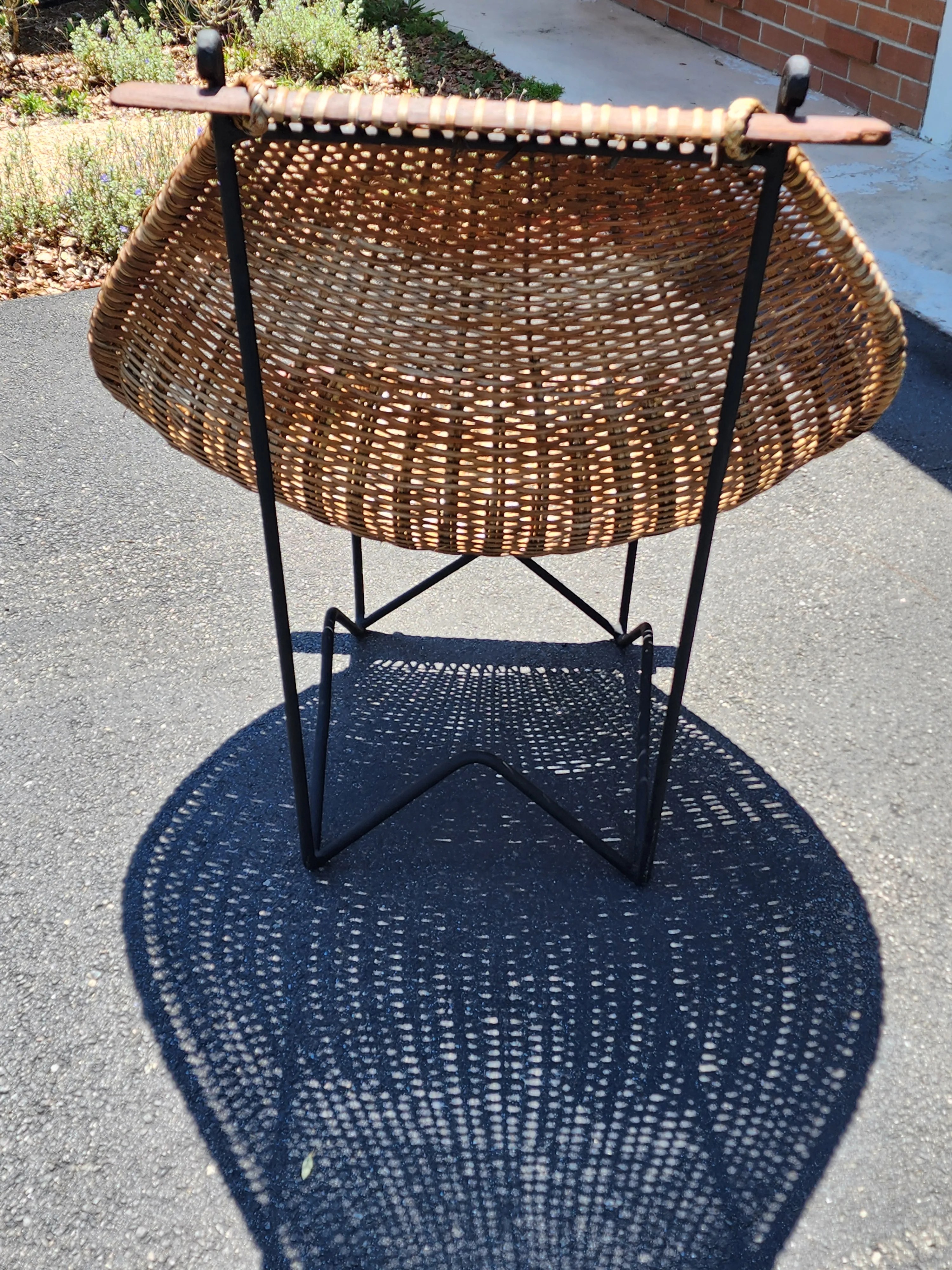 1960s John Risley Iron and Cane Lounge Sling Chair, detail 5