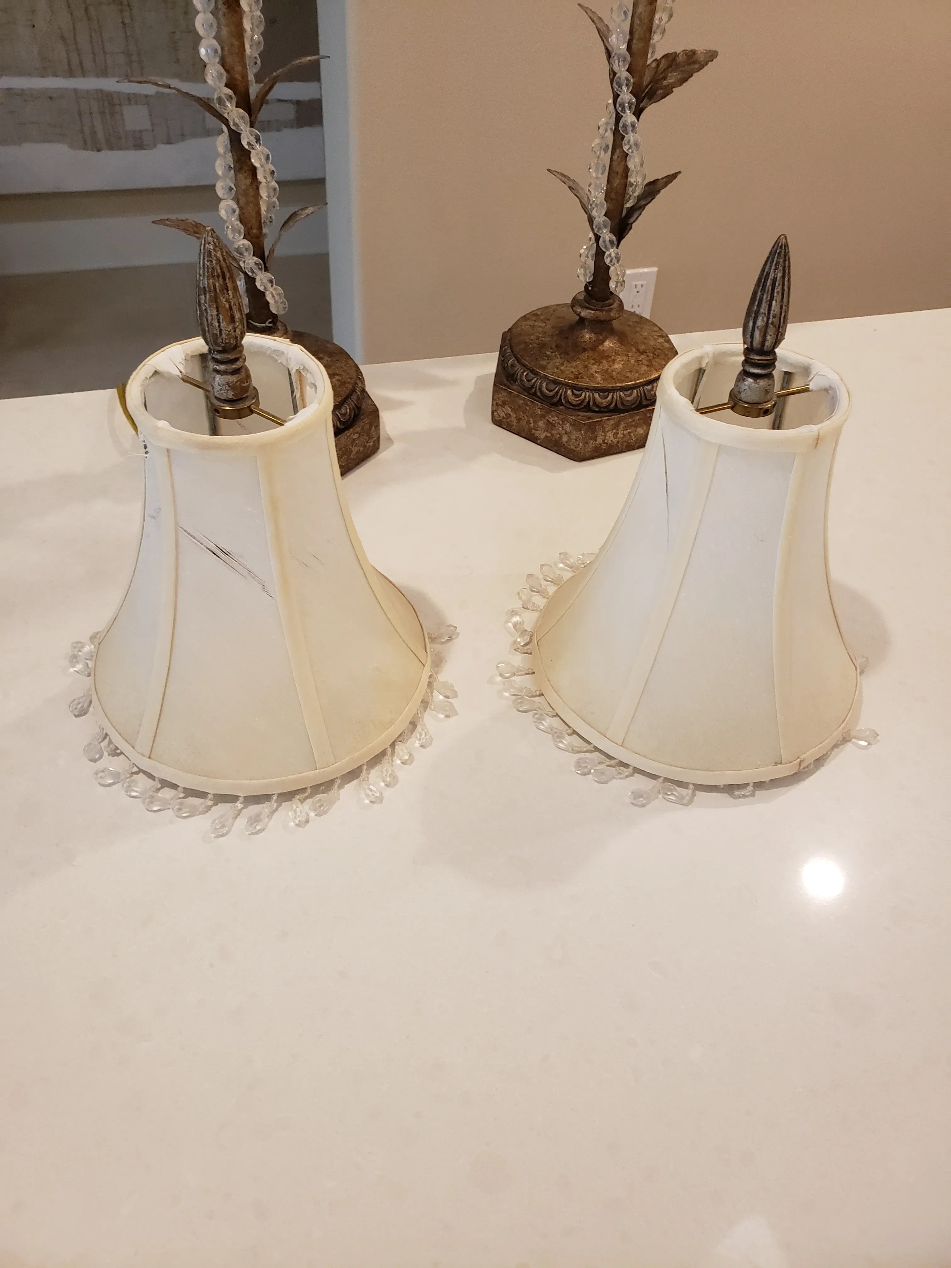 1980s Fine Art Lamps in Organic Floral and Crystal Motif - a Pair, detail 4