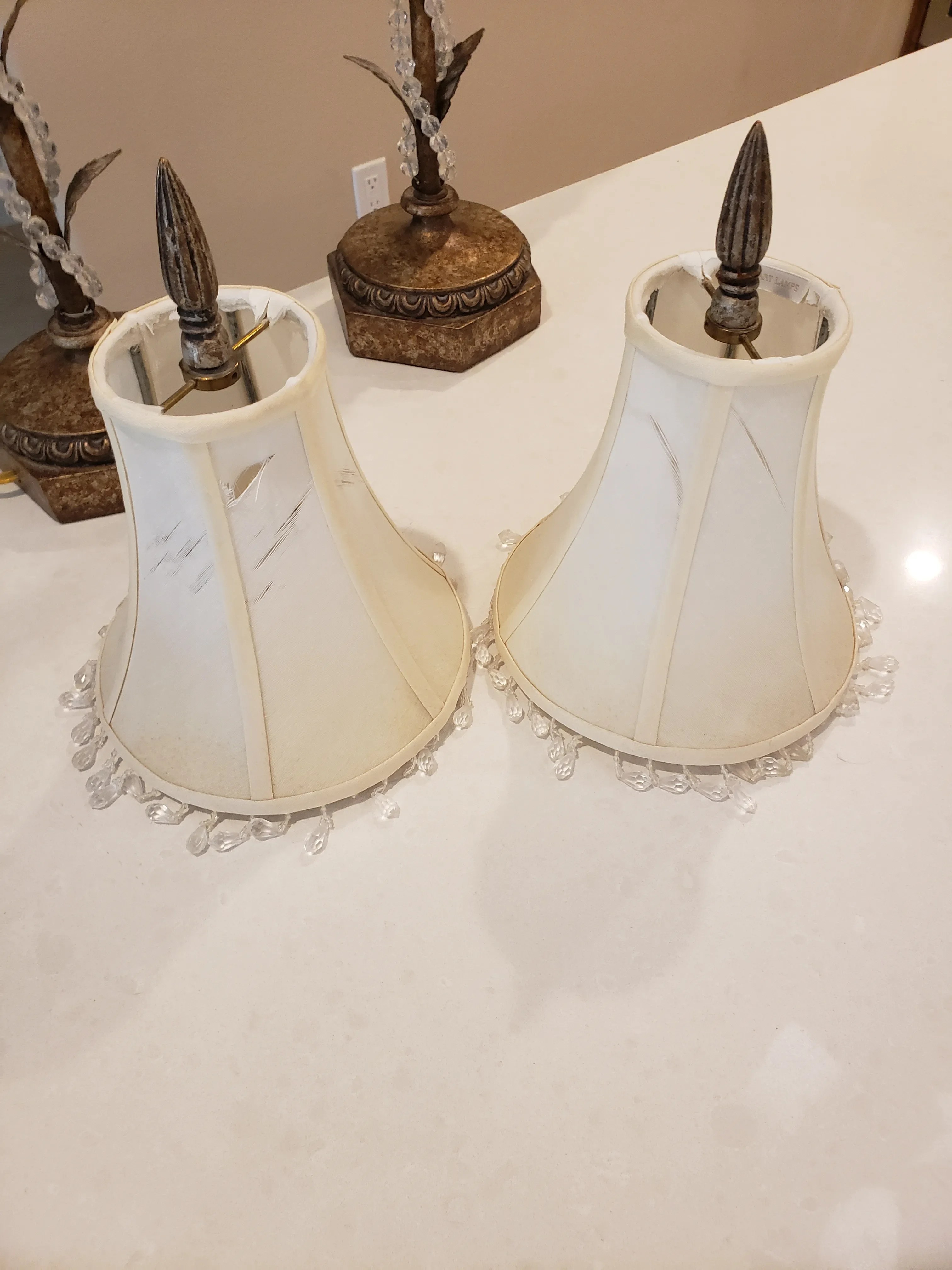 1980s Fine Art Lamps in Organic Floral and Crystal Motif - a Pair, detail 5