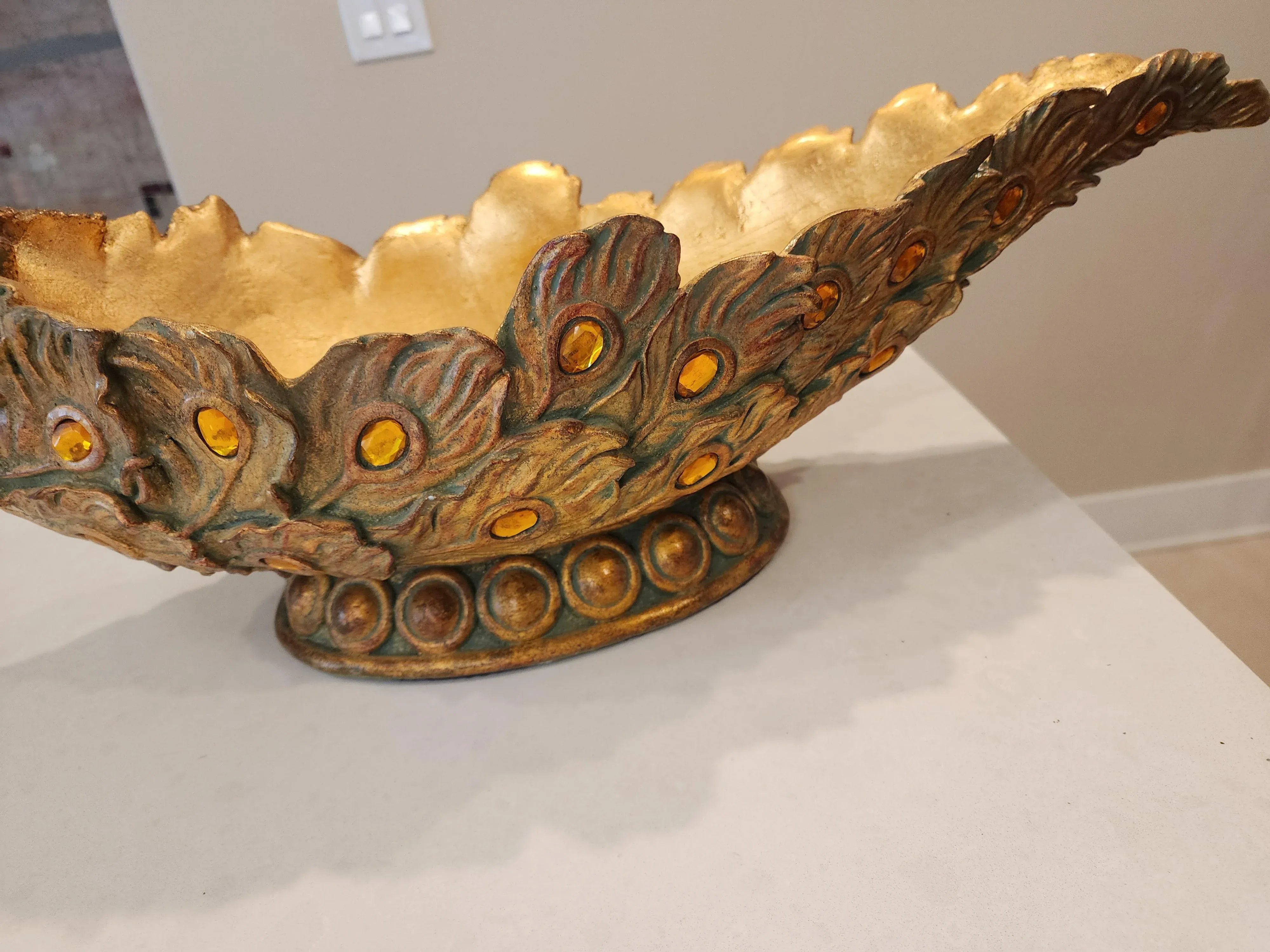 1980s Vintage Peacock Centerpiece Bowl, detail 6