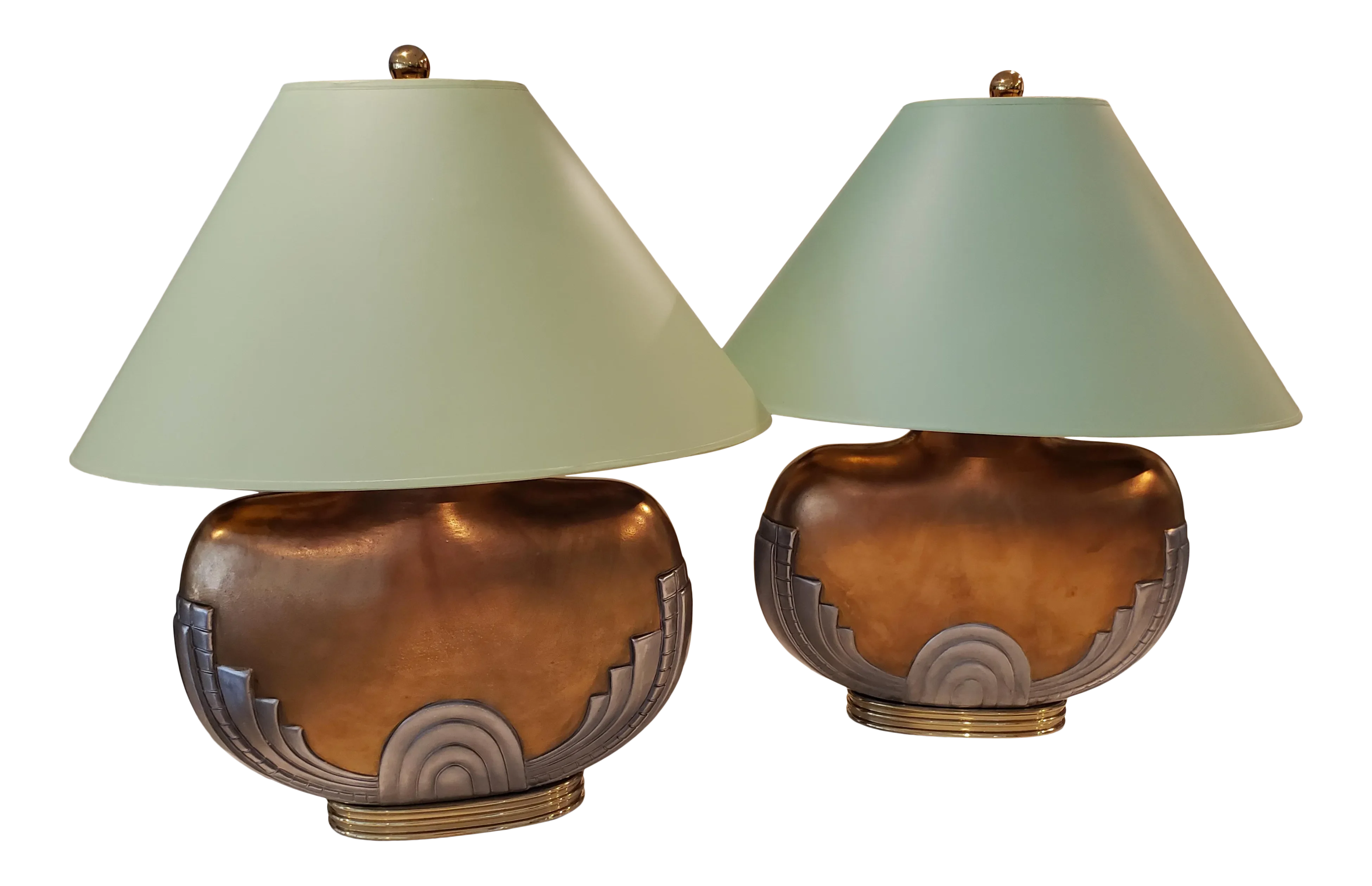 Art Deco Table Lamps With Shades - a Pair