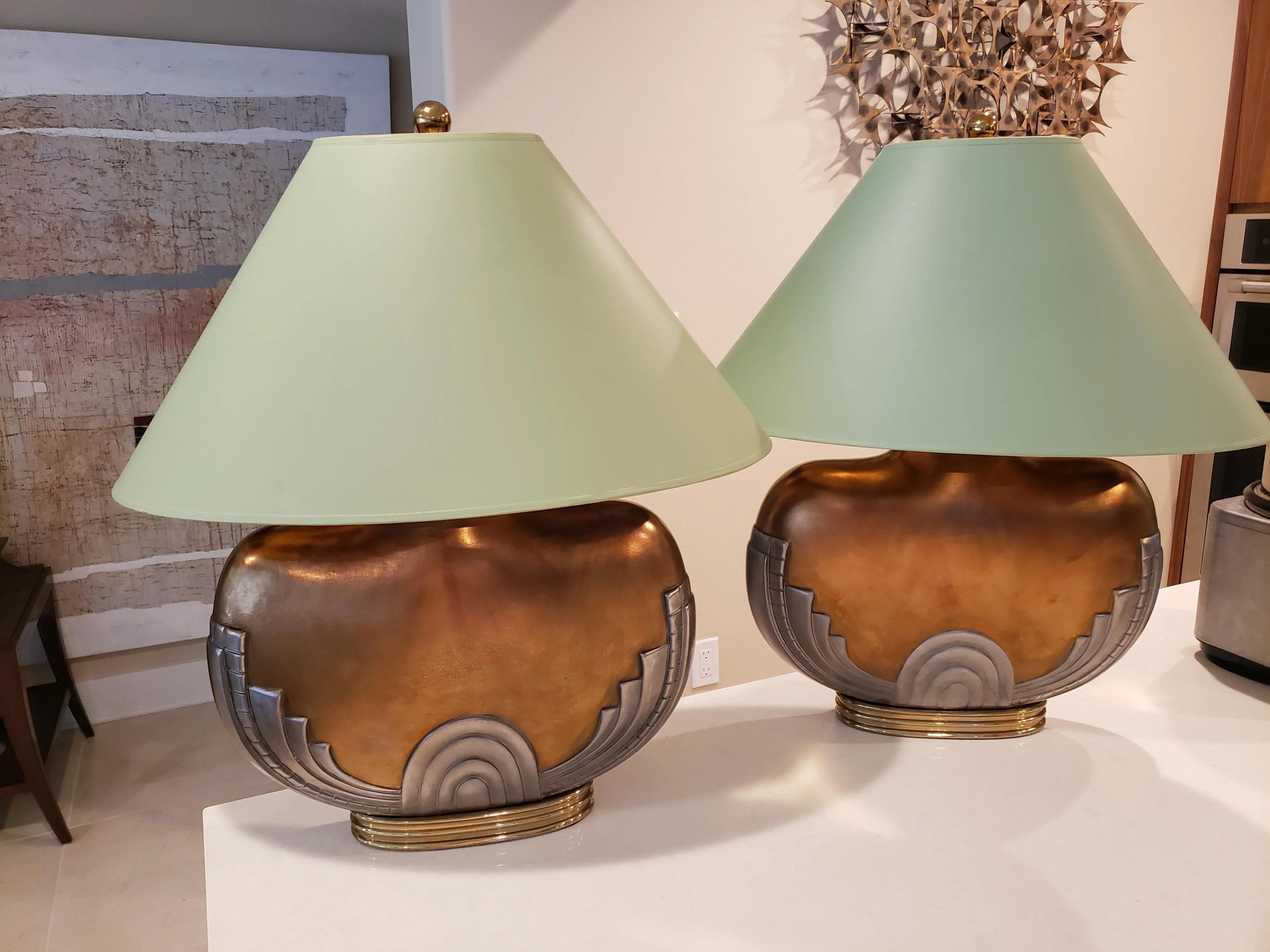 Art Deco Table Lamps With Shades - a Pair, detail 2