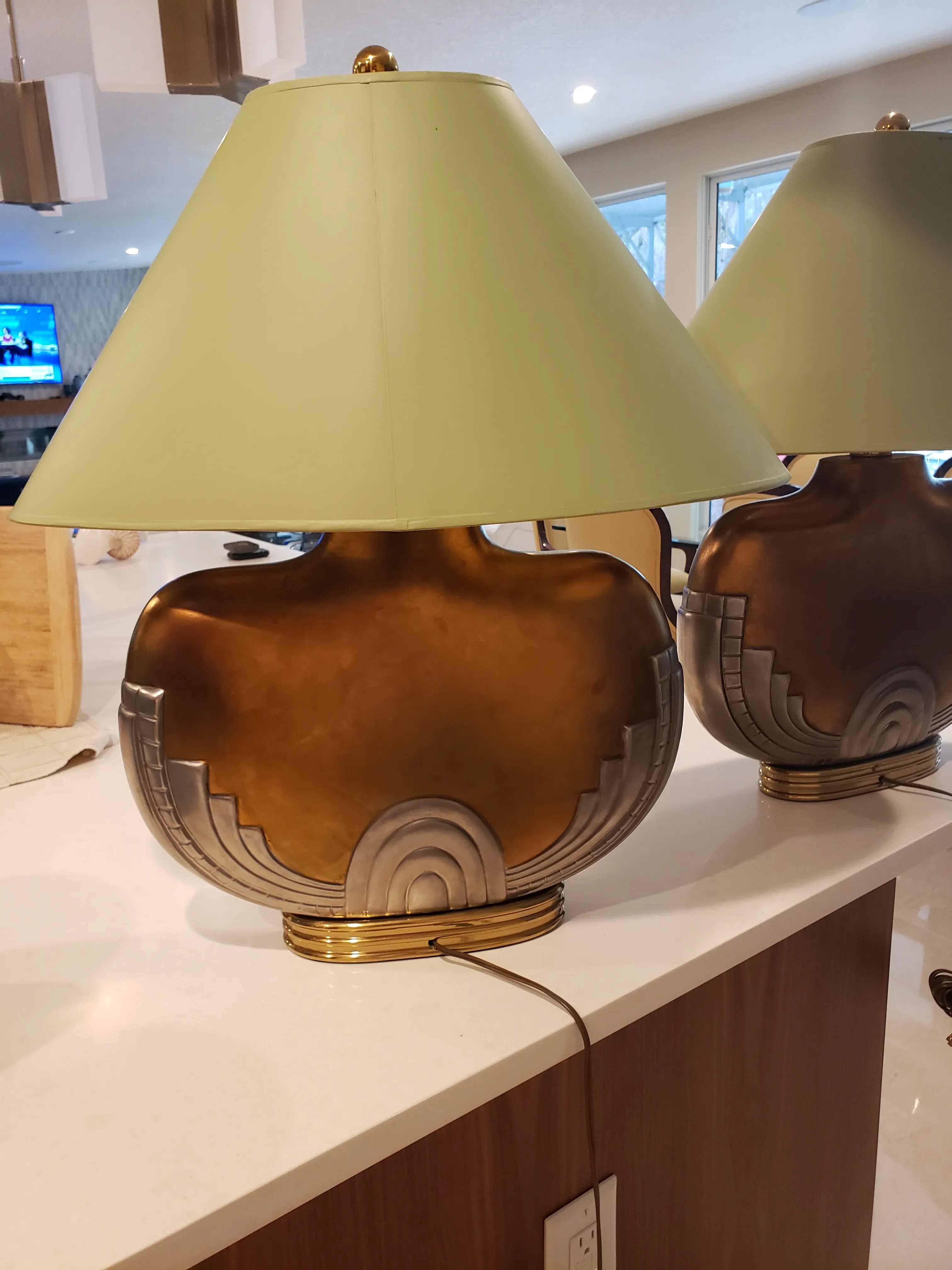 Art Deco Table Lamps With Shades - a Pair, detail 6