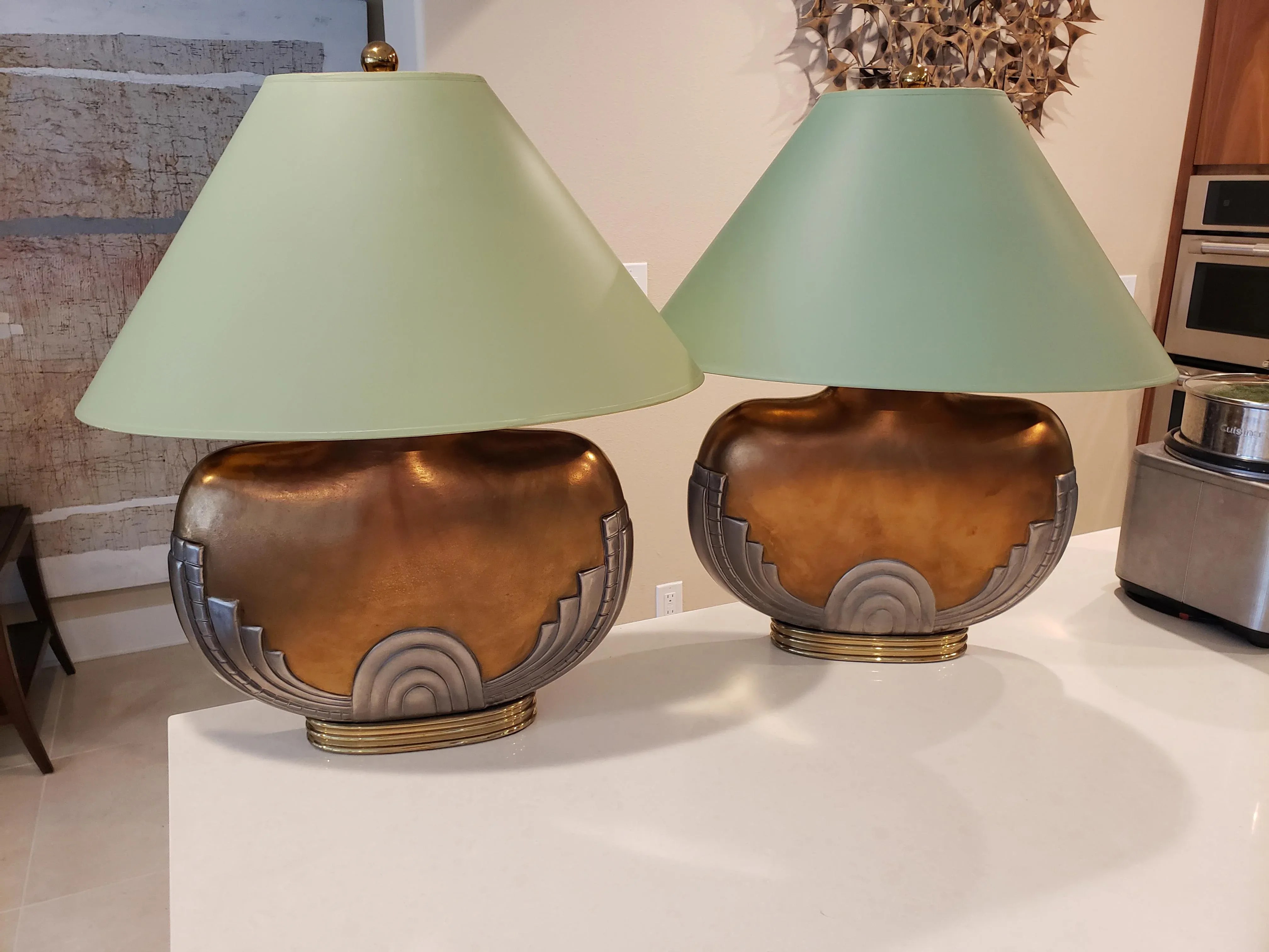 Art Deco Table Lamps With Shades - a Pair, detail 7