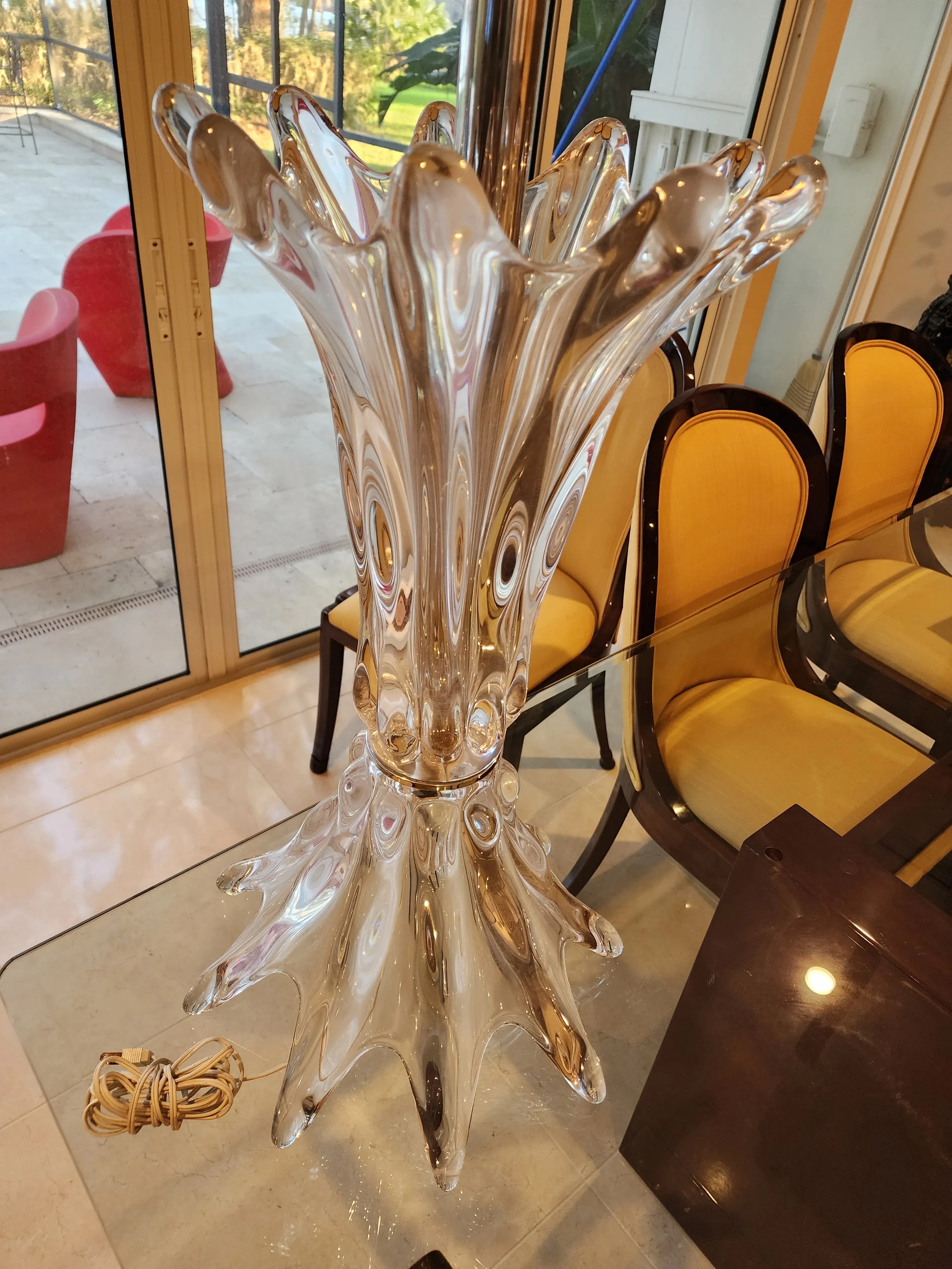 Large 1960s Mid-Century Modern Hand-Blown Murano Style Glass Sculptured Lamp, detail 3