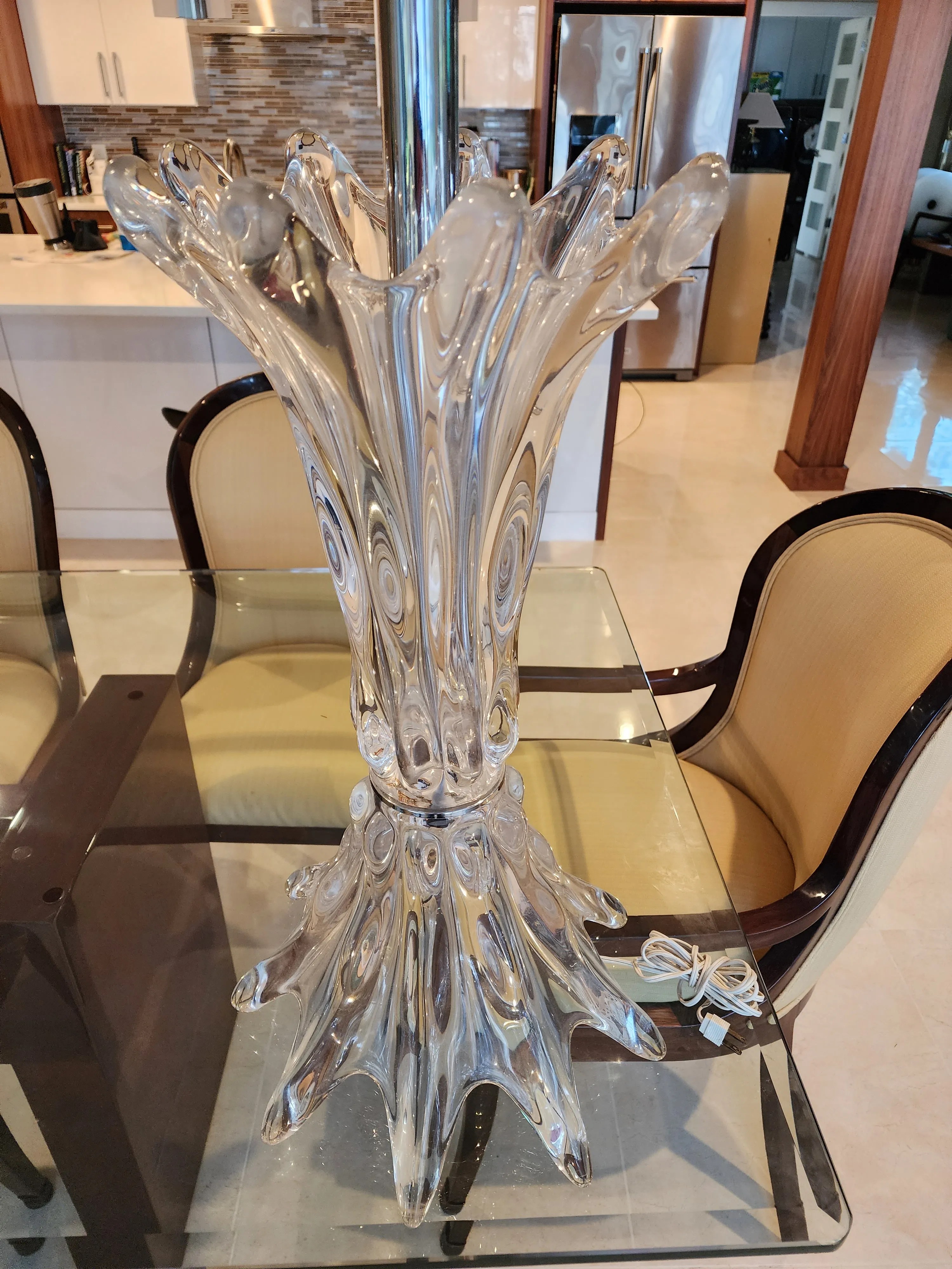 Large 1960s Mid-Century Modern Hand-Blown Murano Style Glass Sculptured Lamp, detail 4