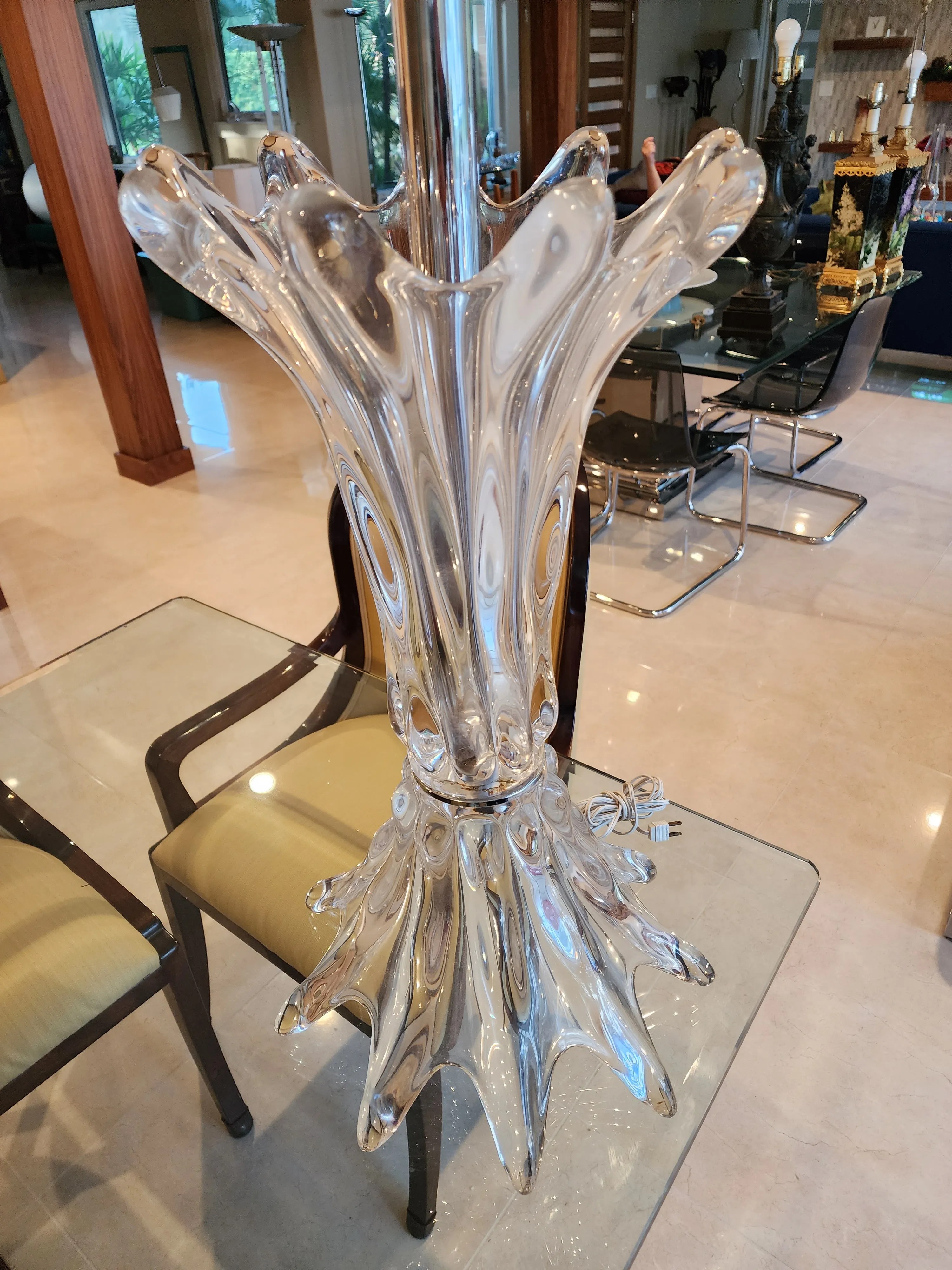 Large 1960s Mid-Century Modern Hand-Blown Murano Style Glass Sculptured Lamp, detail 5