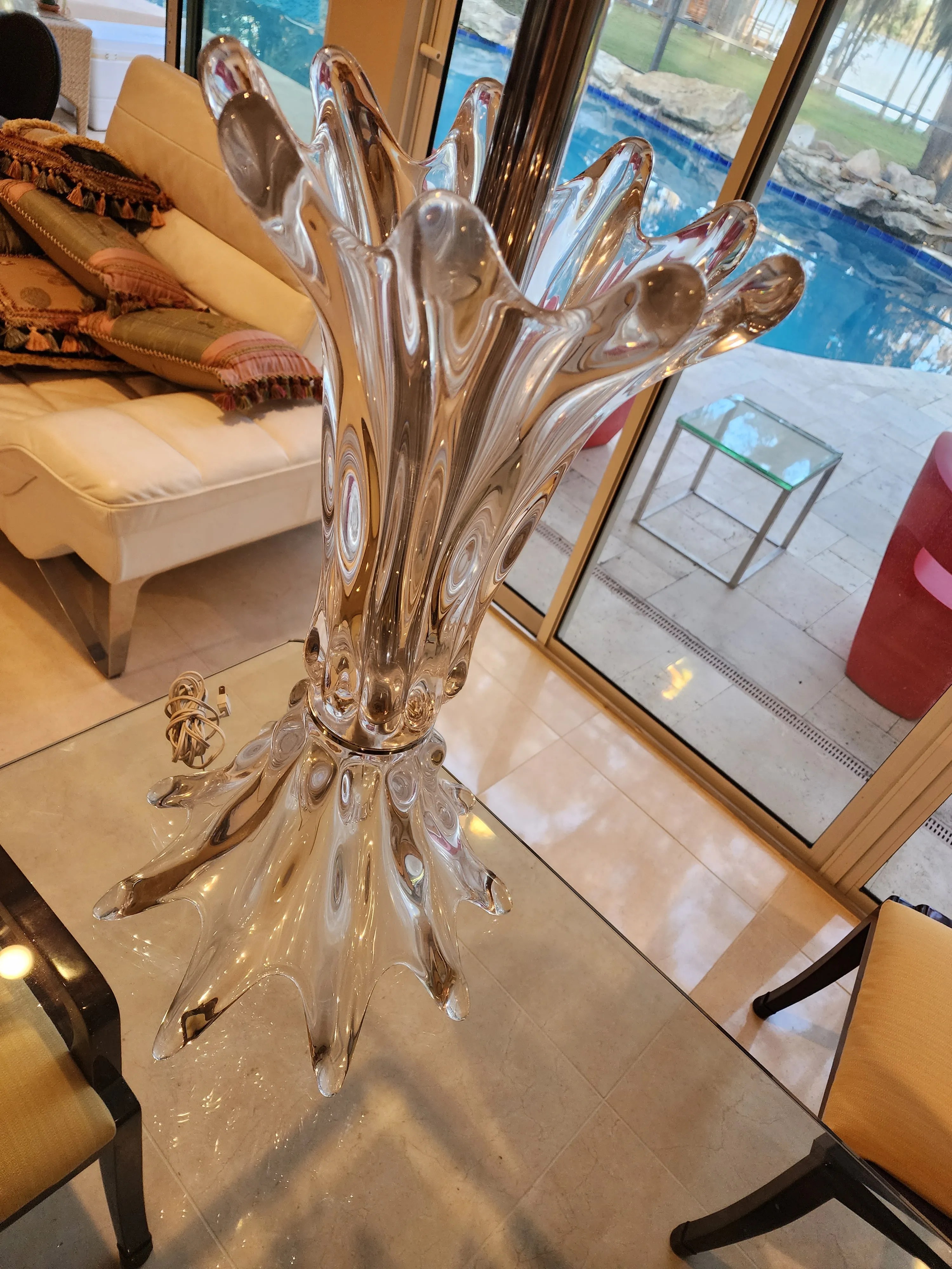 Large 1960s Mid-Century Modern Hand-Blown Murano Style Glass Sculptured Lamp, detail 7