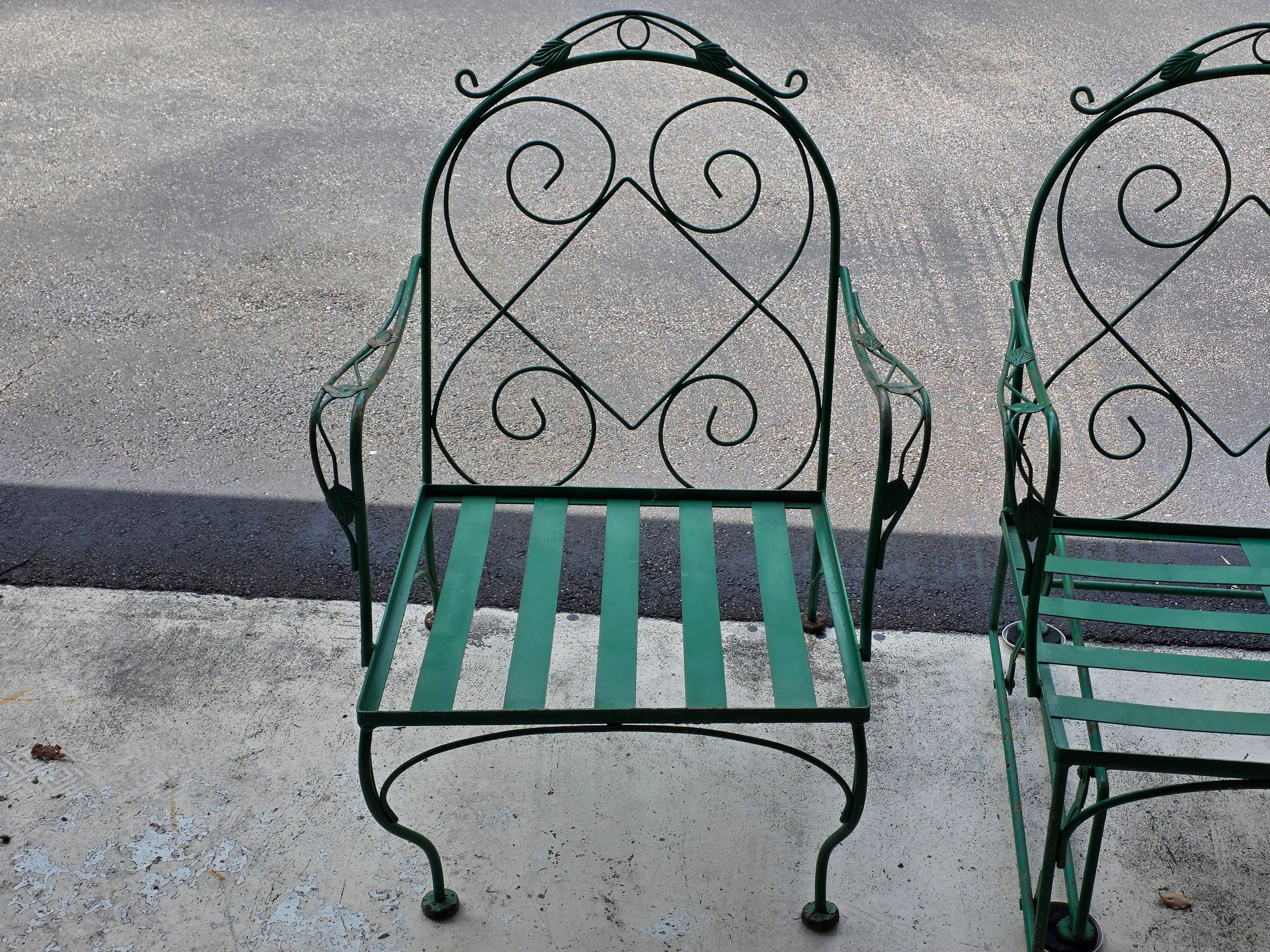 Meadowcraft Style Vintage Outdoor Wrought Iron Sofa & Chair, 2 Pieces, detail 2