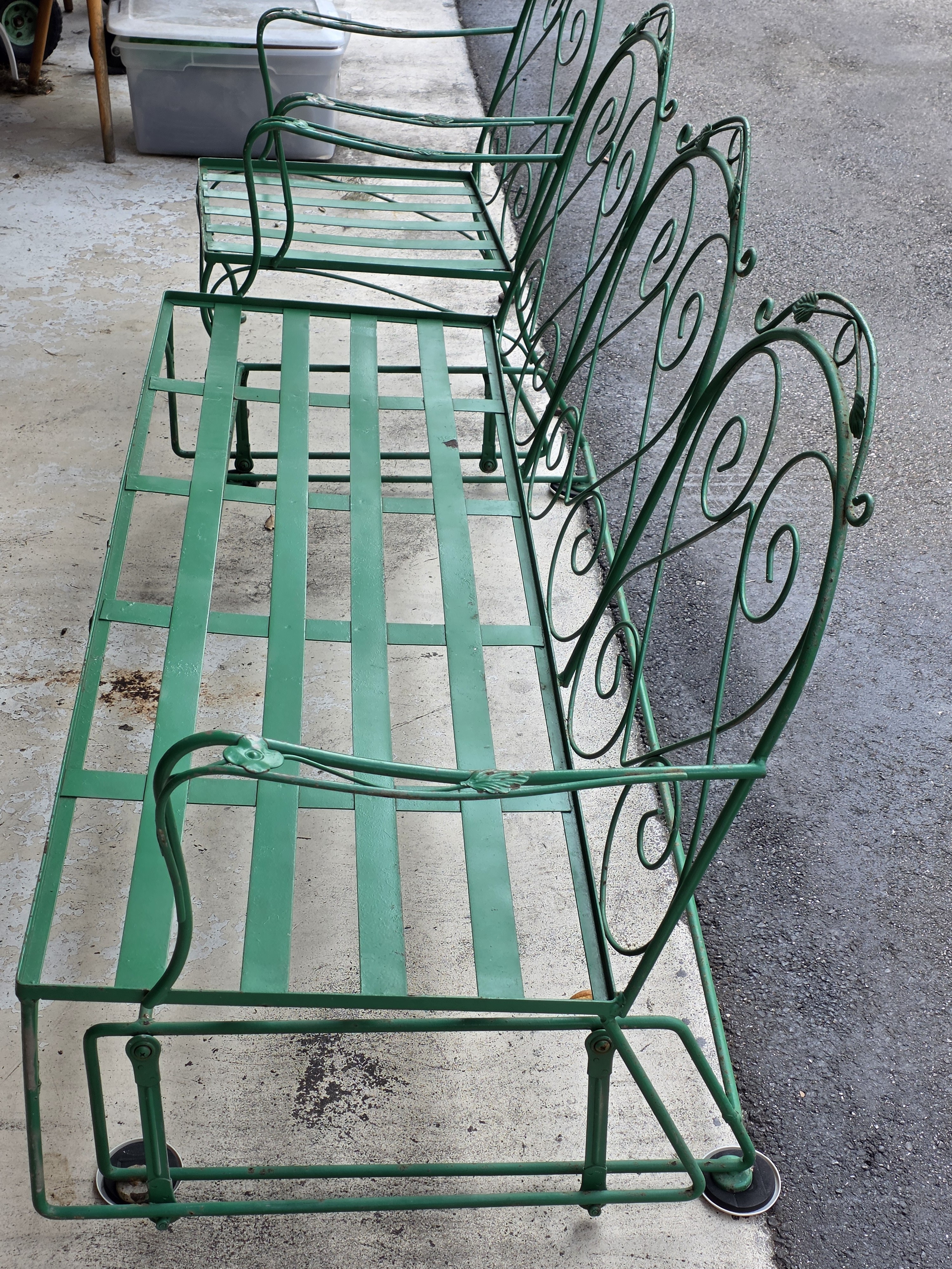 Meadowcraft Style Vintage Outdoor Wrought Iron Sofa & Chair, 2 Pieces, detail 7