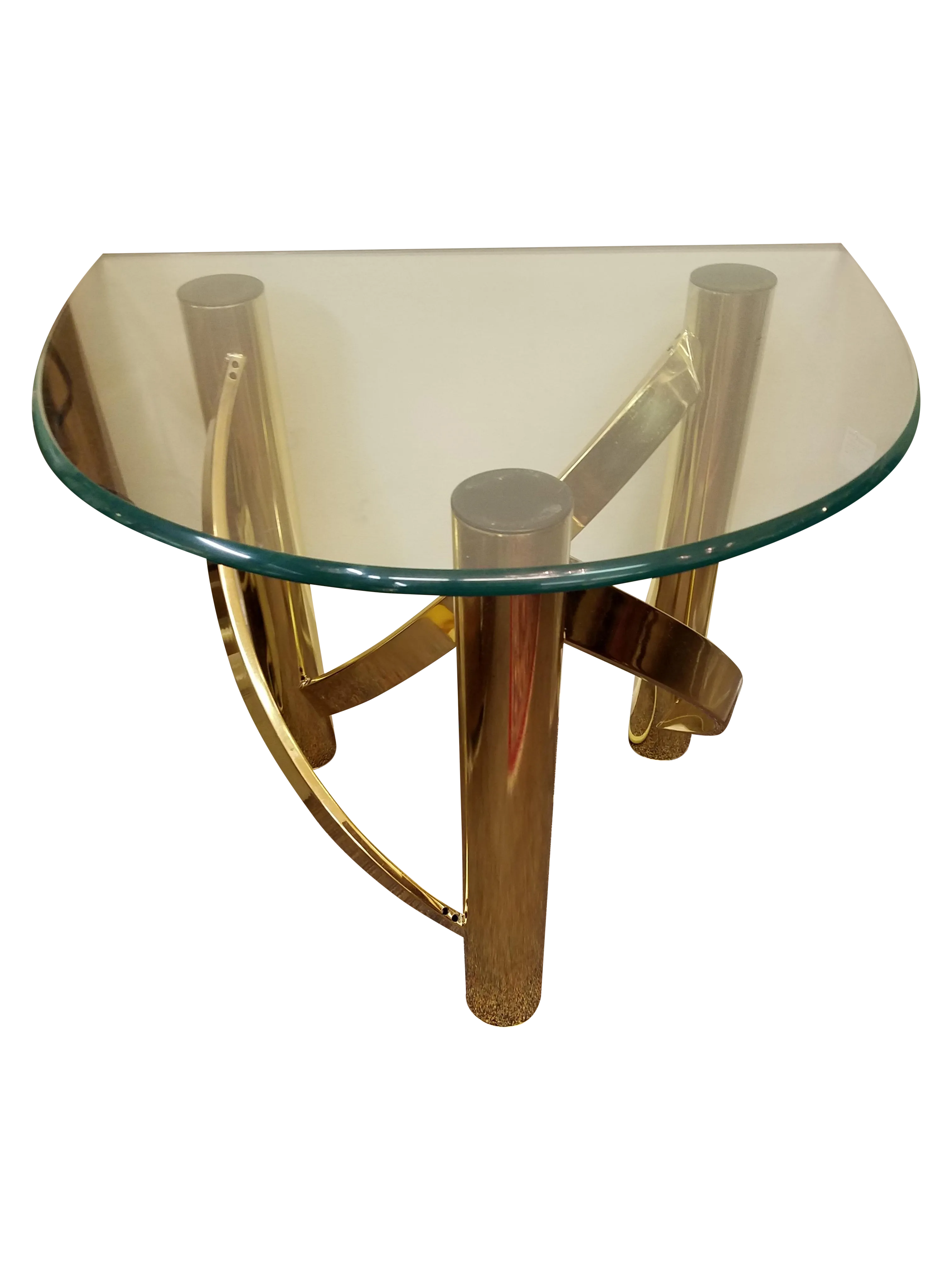 Mid-Century Glass Top & Brass Twisted Base Table