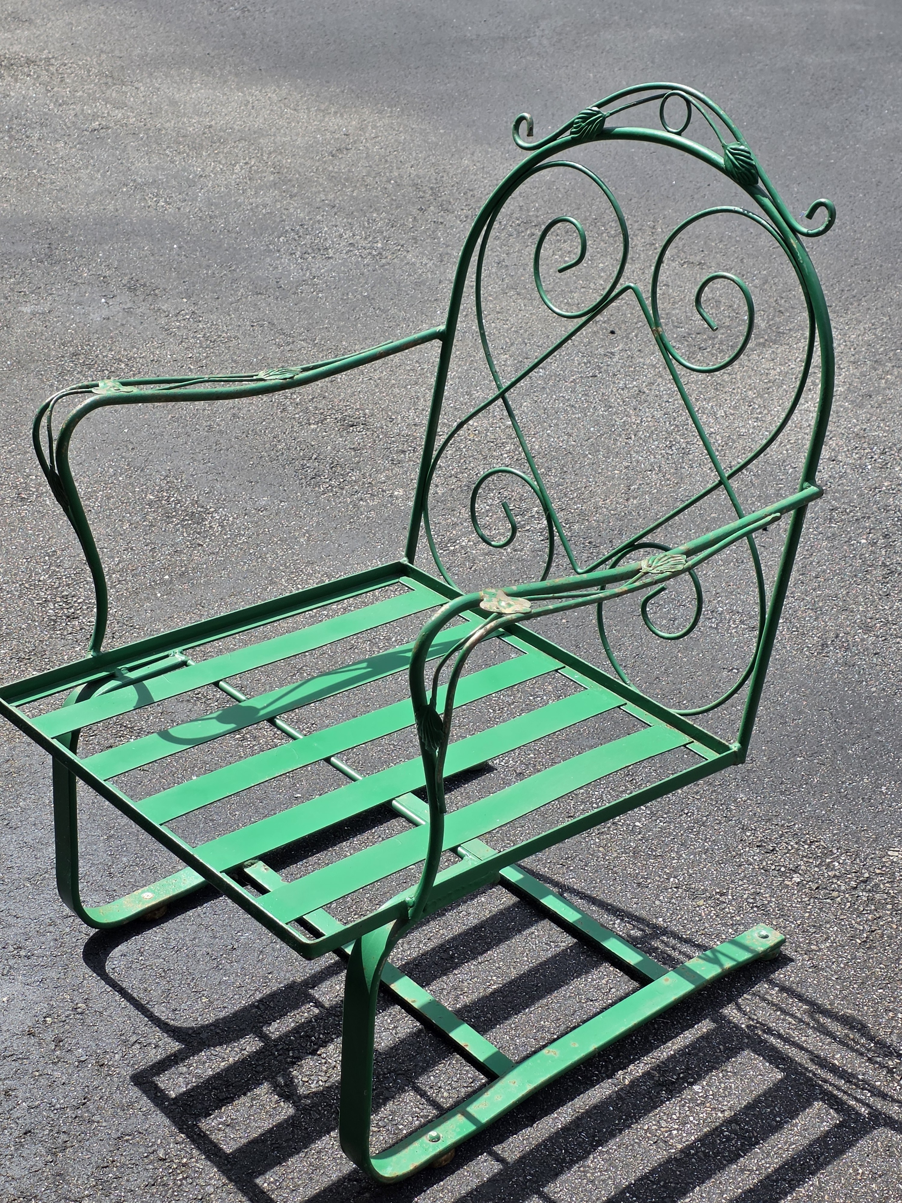 Vintage Mid-Century Style Meadowcraft Wrought Iron Counterlever Lounge Chair, detail 2