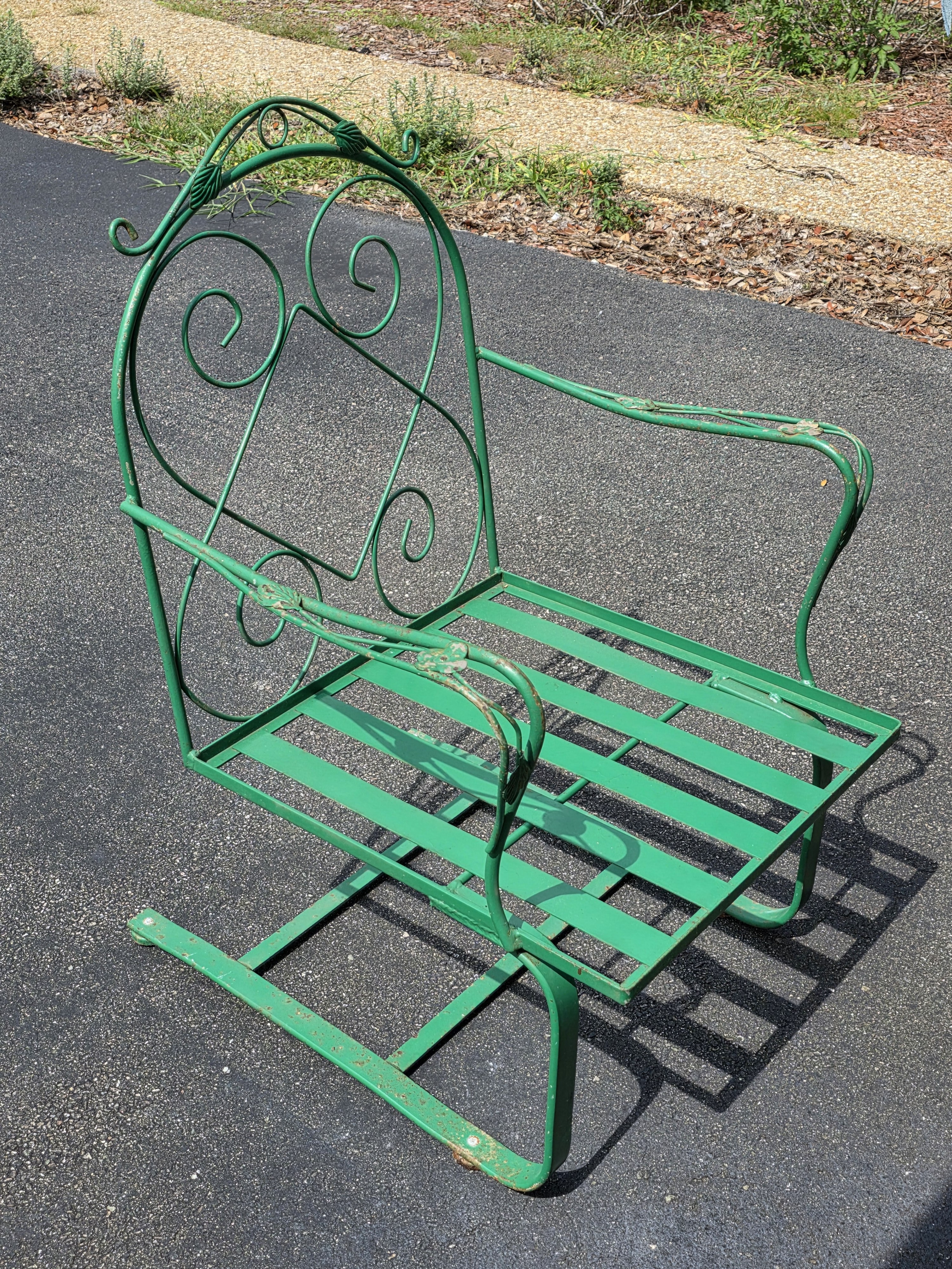 Vintage Mid-Century Style Meadowcraft Wrought Iron Counterlever Lounge Chair, detail 6