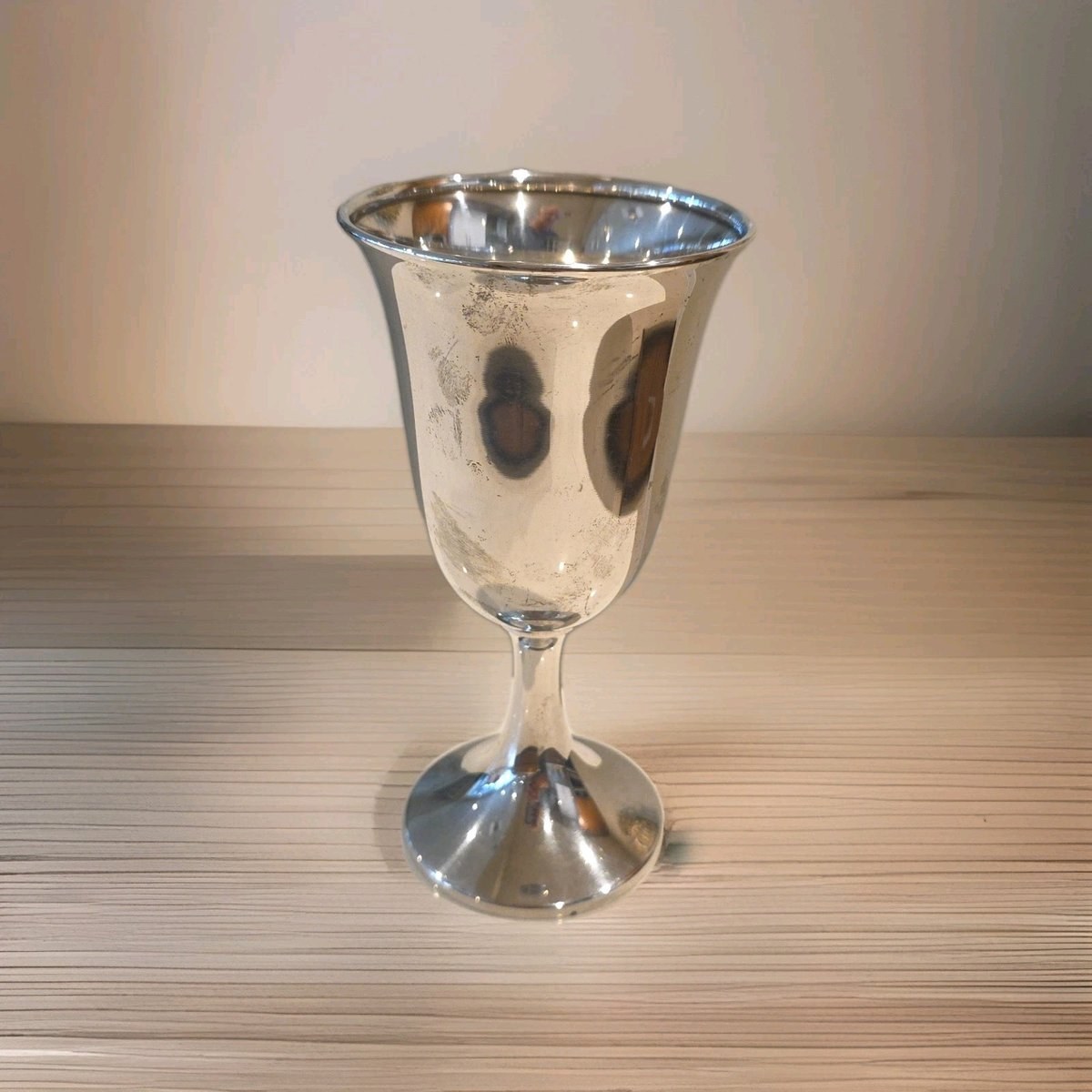 112g National Silver Co. Sterling Water Goblet 6 3/4" Stamped "N.S. Co"