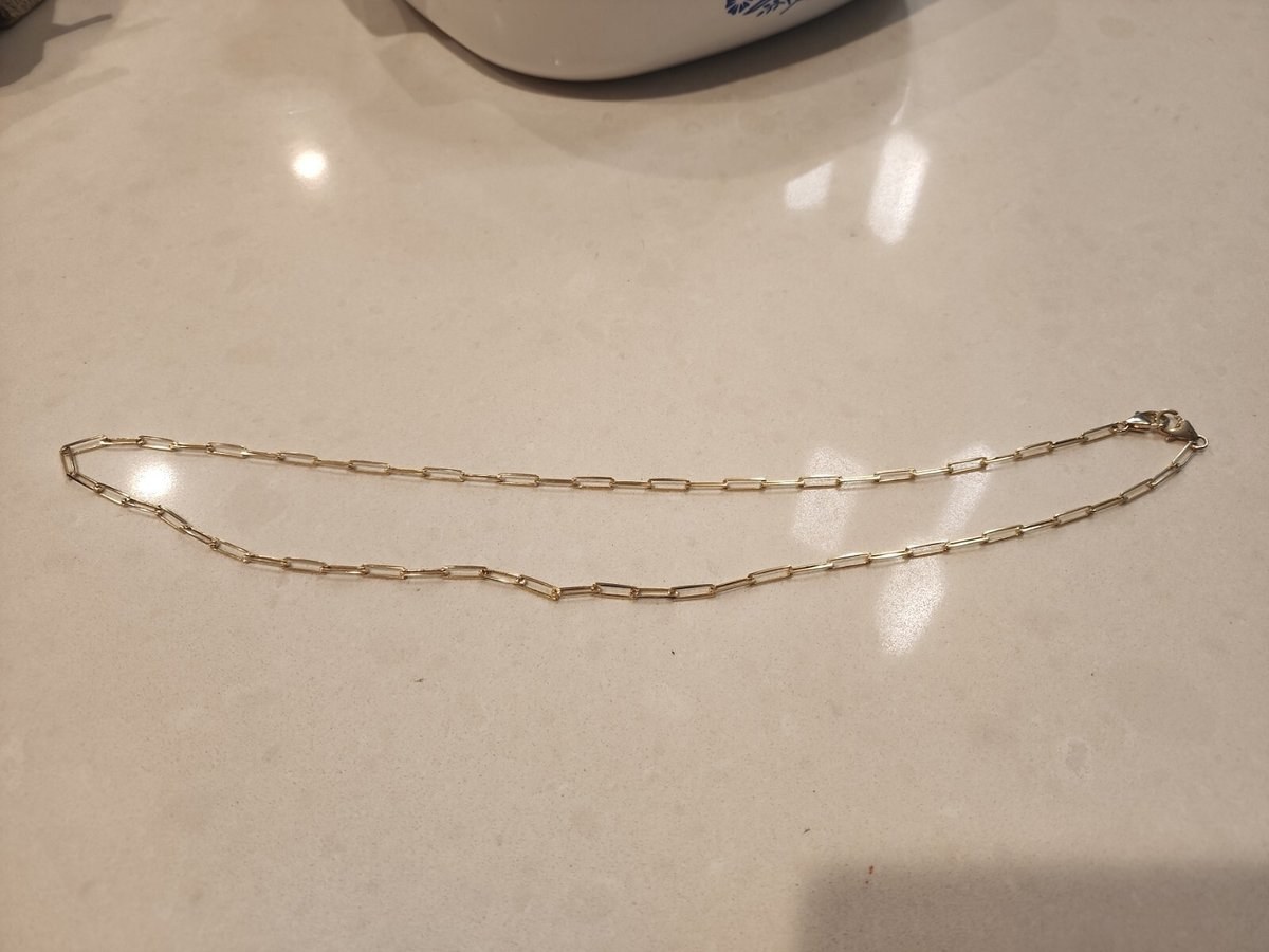 14K Gold Plated Over 925 Sterling Silver Paper Clip Stacking Necklace 24"