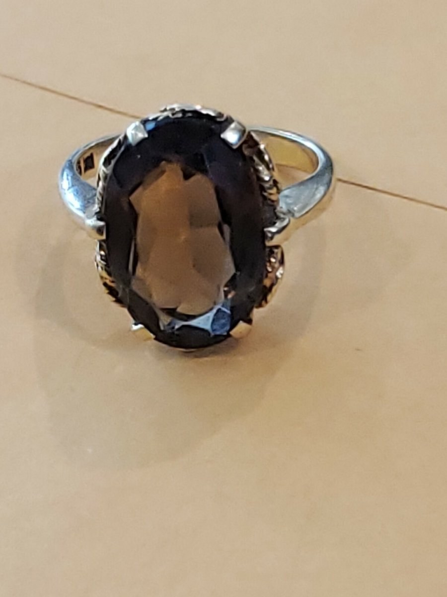14K Yellow Gold 4ct Citrine Cocktail Ring Size 7.75 with Fillagree Setting