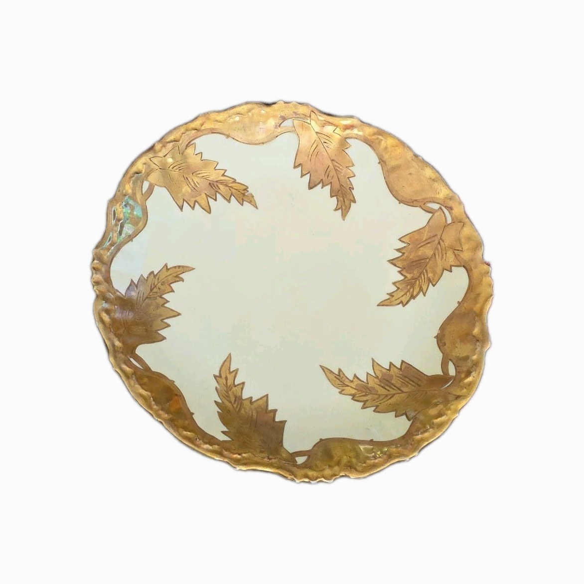 19th Century Elite Works Limoges France 12" Hand Decorated Platter w/ Heavy Gold