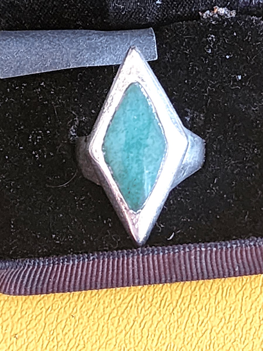 925 Sterling Silver Vintage Mexico Real Amazonite Ring Size 9.5