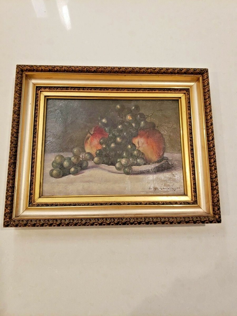 Antique Hally Louise Lyon Hand Painted Art 14 x 11.5"