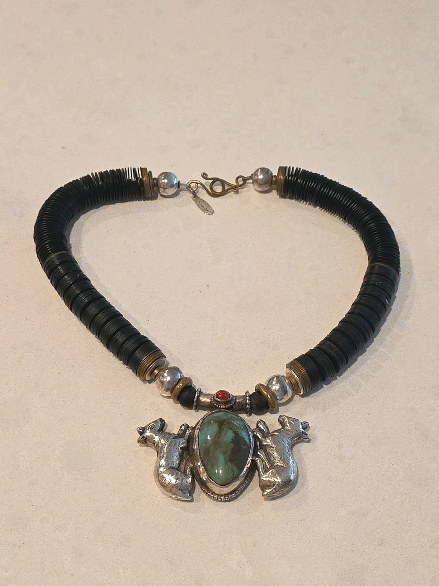Beautiful Mid-Century Modern Necklace by Teri Pelio Volcanic Rings