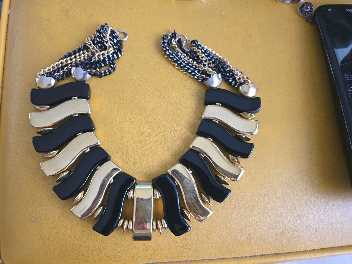 Black And Gold Costume ART DECO CHOKER NECKLACE 