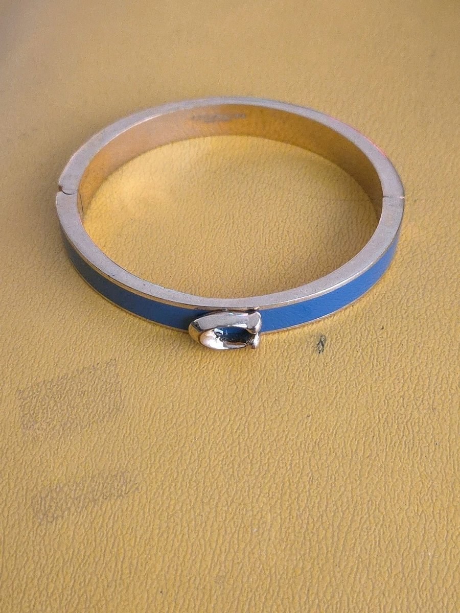 Coach Push Signature Hinged Bangle-Indigo Blue