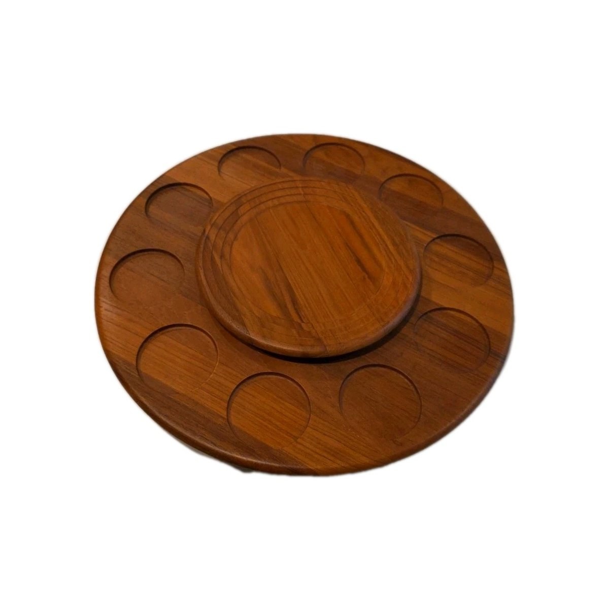 Danish Lazy-Susan-Tra<wbr/>y Vtg Digsmed Mid-Cen Scandinavian Walnut 18.5" Lg 