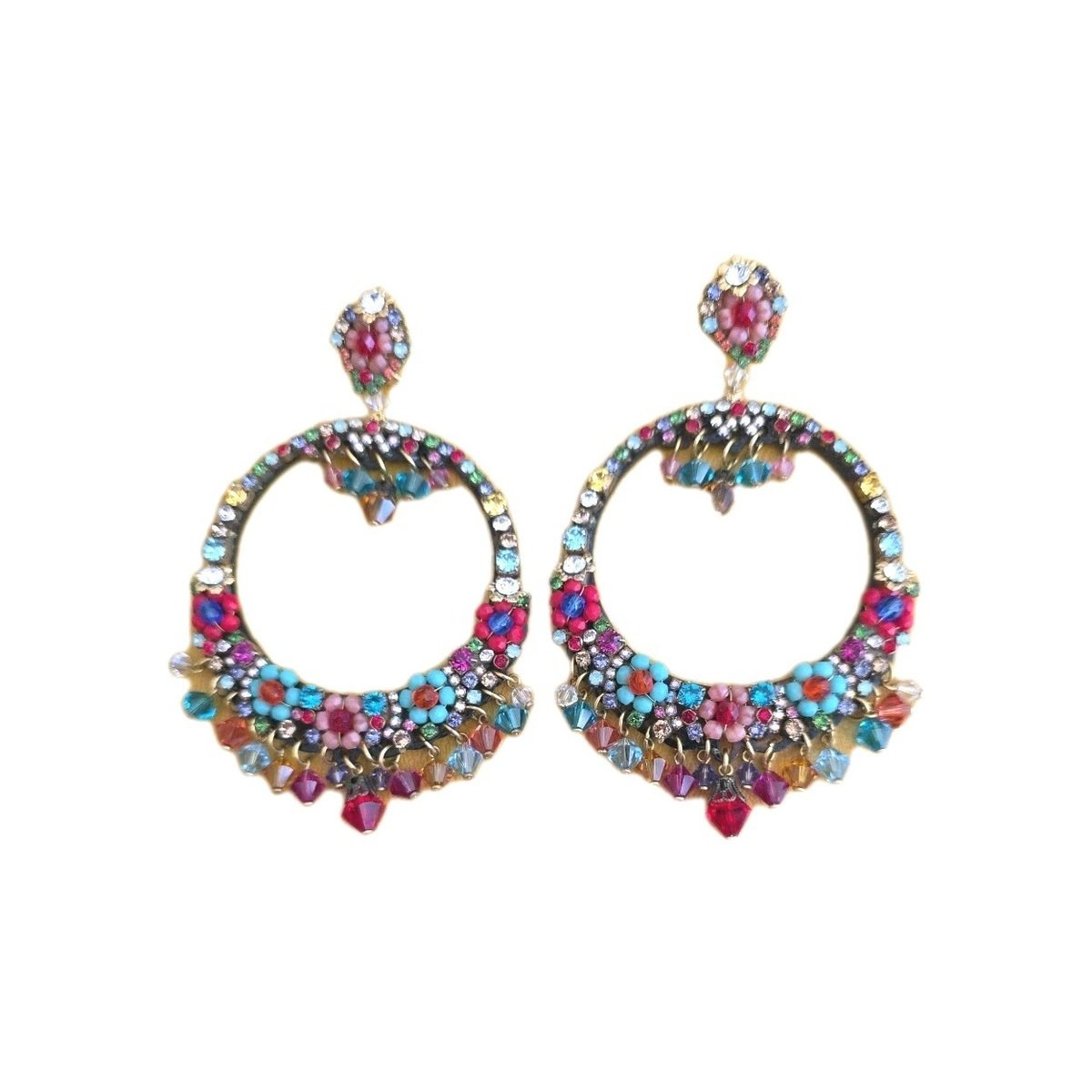 DUBLOS Chandelier Earrings Flamenco Style Crystals Crystal Beads 3.5” L