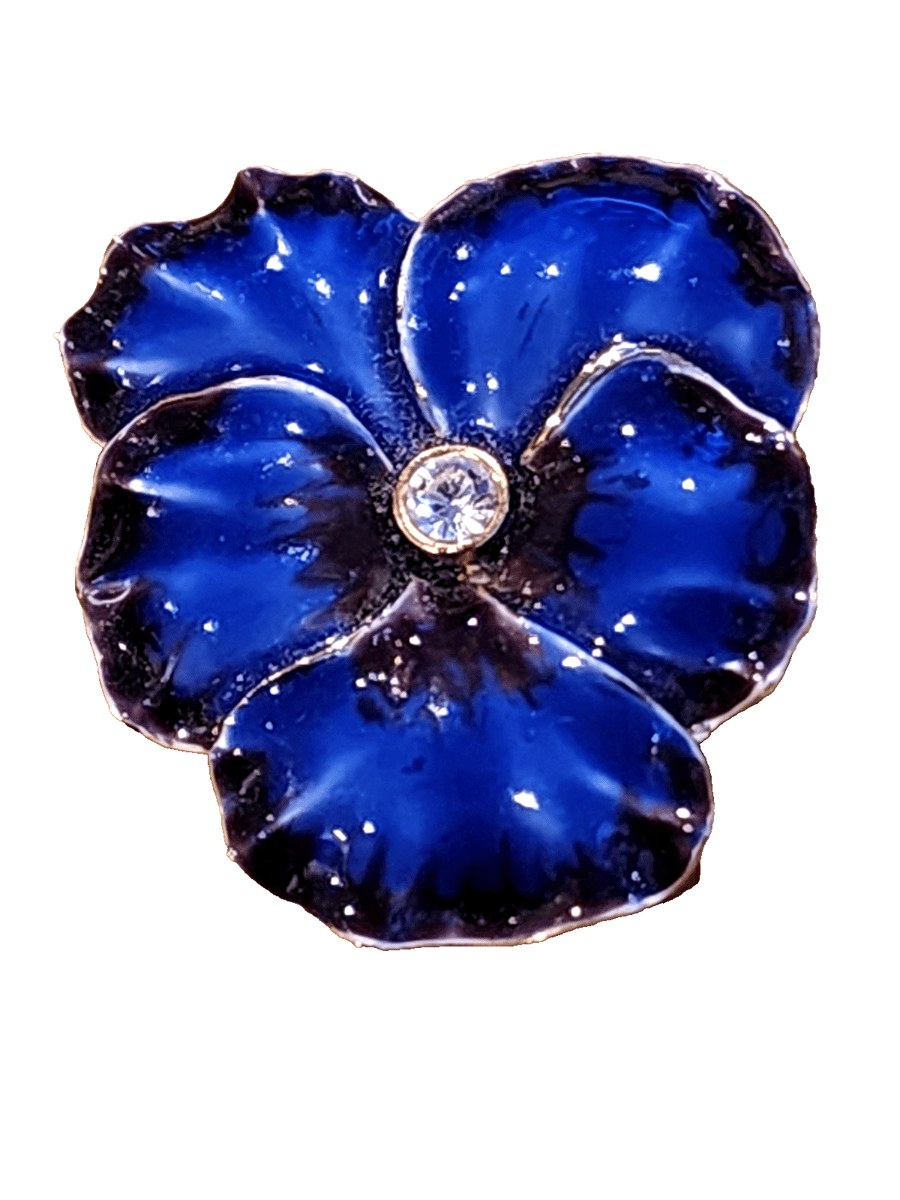 Enormous Metallic Blue E. Pearl Signed Vintage Figural Flower Brooch