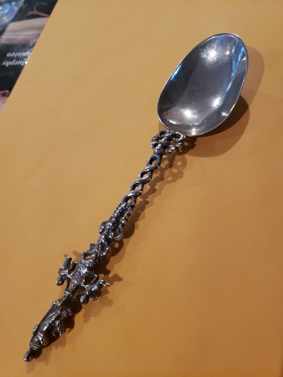 Exquisite Antique Sterling Silver St. John Spoon England Samuel Boyce Landeck 9"