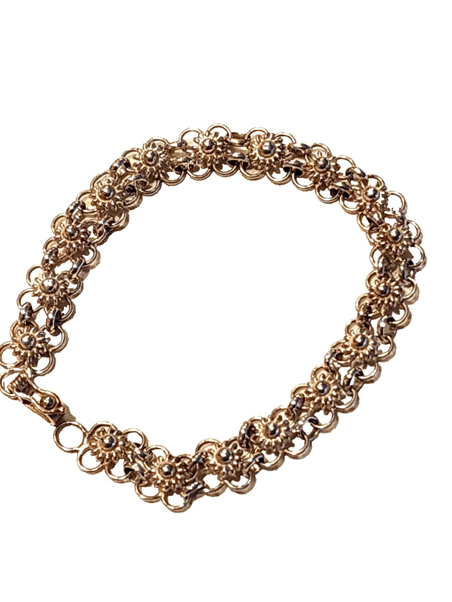 Flowers Vintage Bracelet 950 Sterling Silver Handmade Link Joy