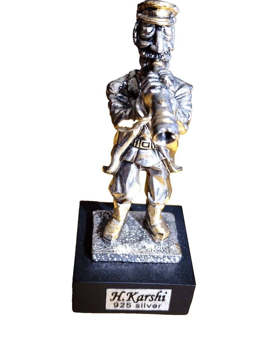 H.KARSHI 925 Silver Statue - Man with Flute