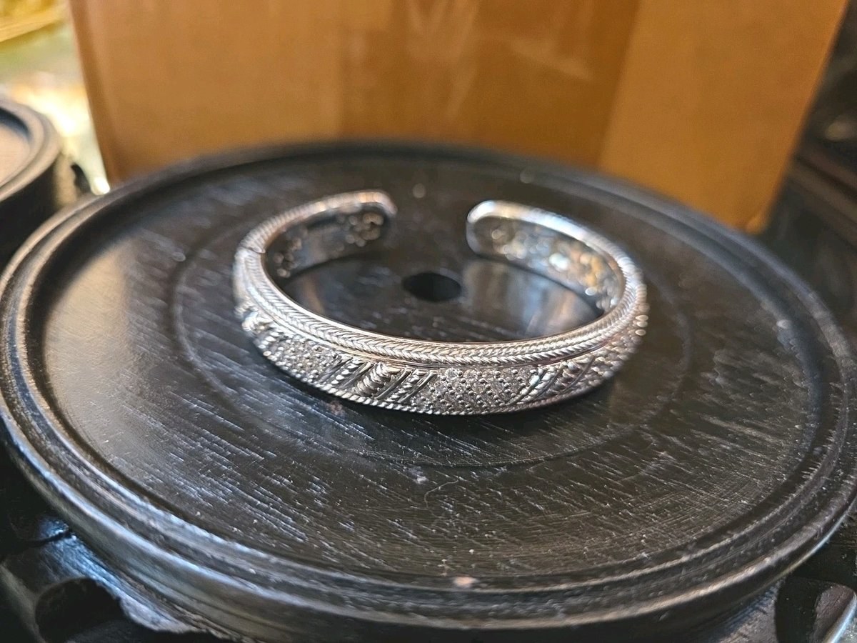 Judith Ripka Sterling Silver & CZ Cuff Bracelet Beautiful!