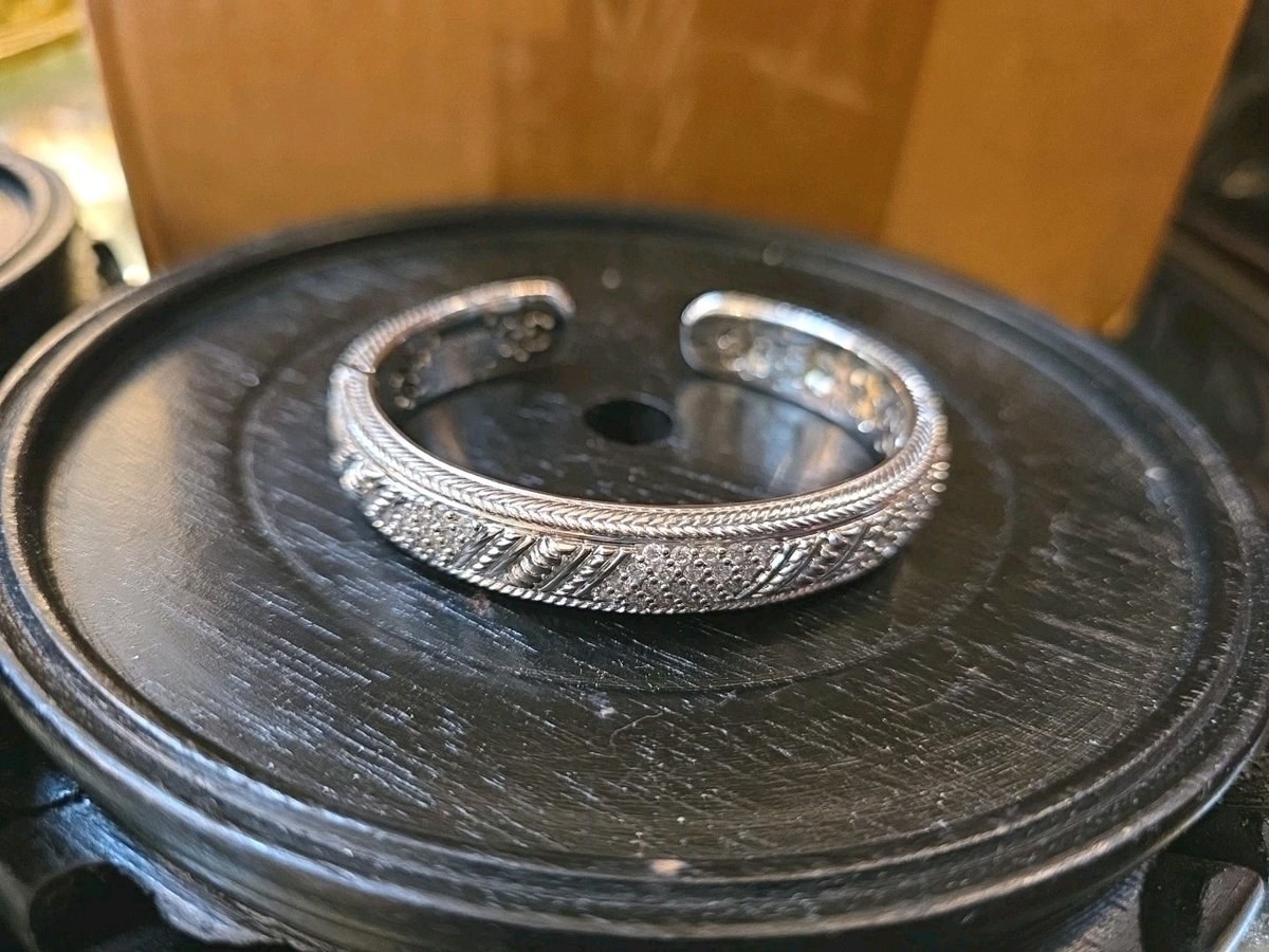 Judith Ripka Sterling Silver Pave CZ Cuff Bracelet