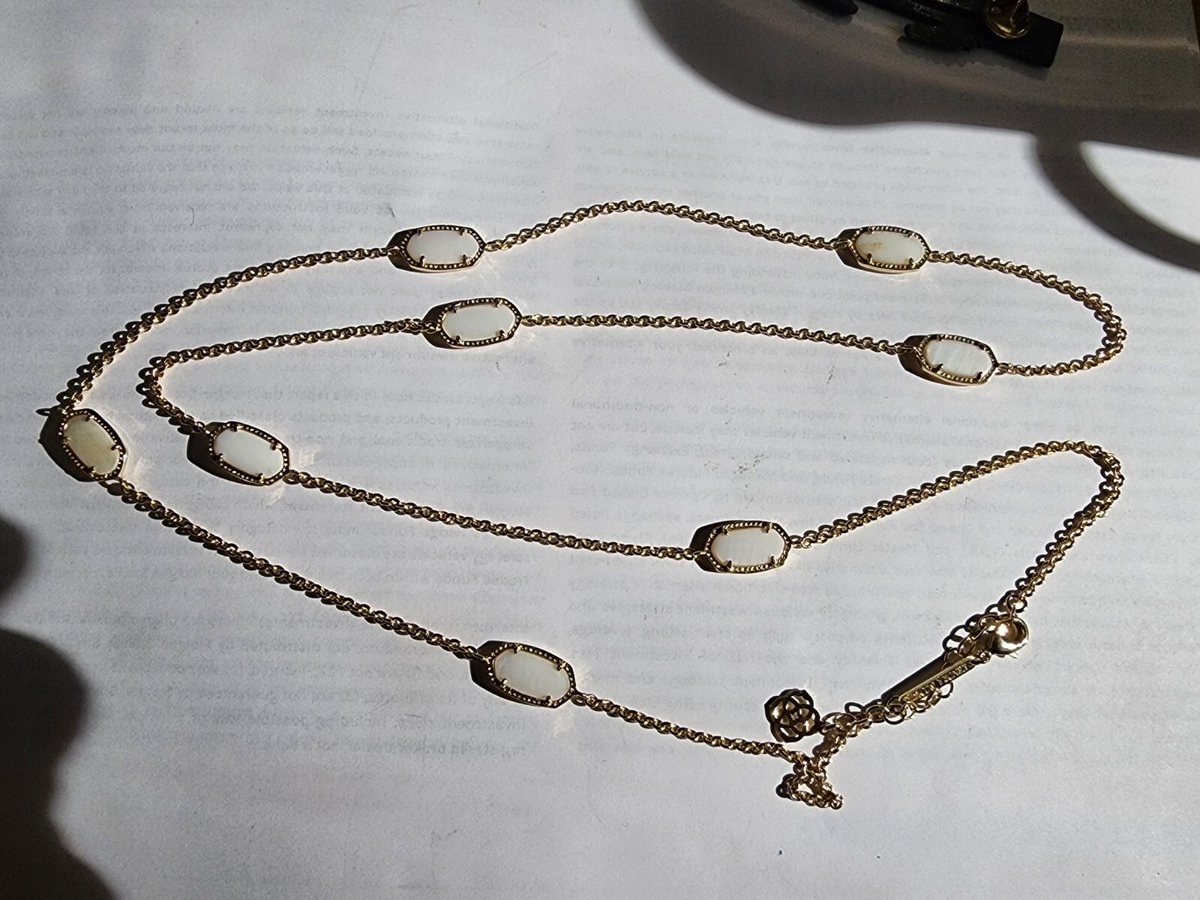 Kendra Scott Kellie Rose Gold Long Ivory Mother Of Pearl Station Necklace 38”