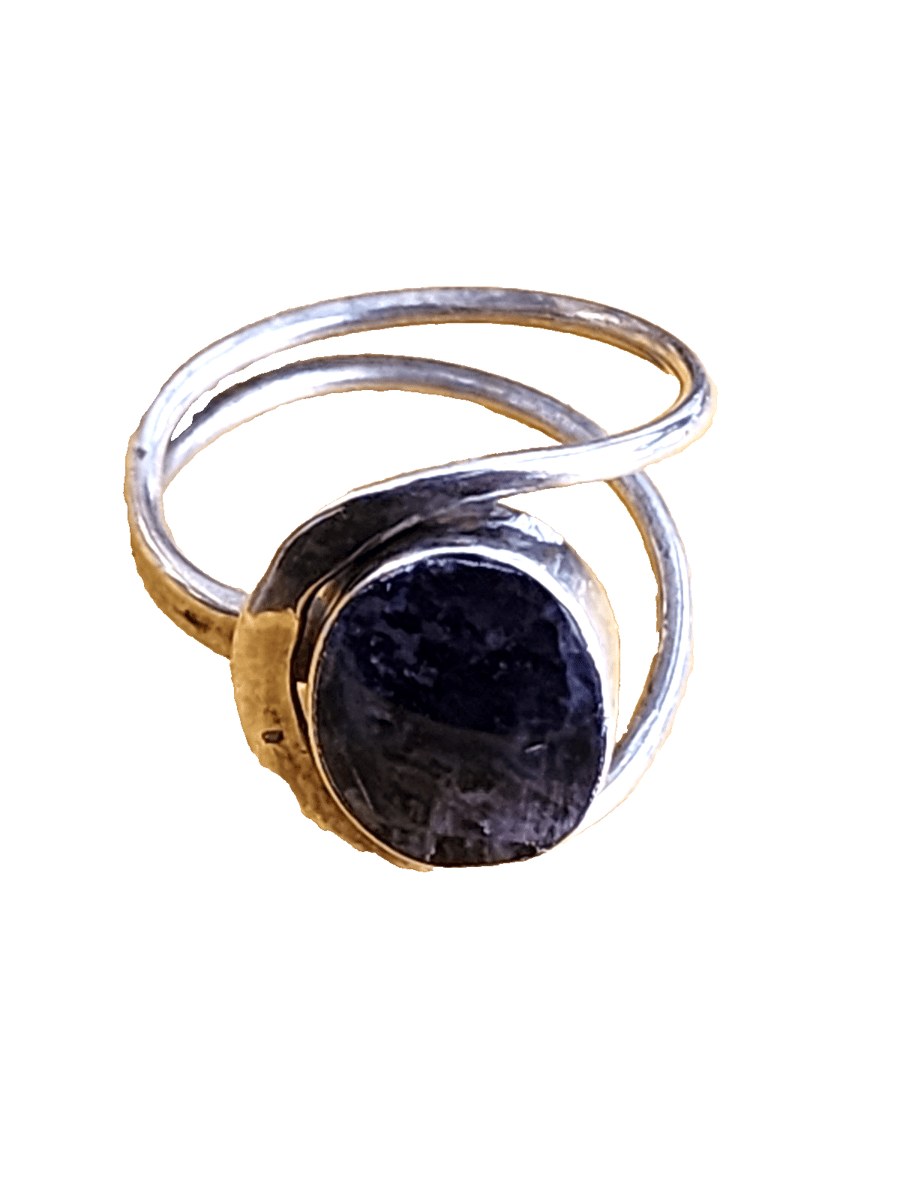 Large 1" Natural Blue Sodalite Gemstone Ring Oval .925 Sterling Silver Size 8.25