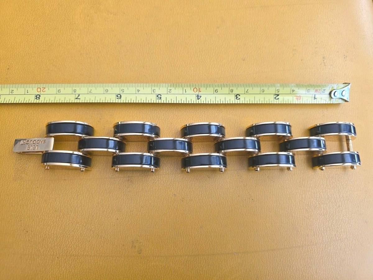 Lele Sadoughi 7 3/4" Braclet Gold Plated & Onyx Stone  Braclet 