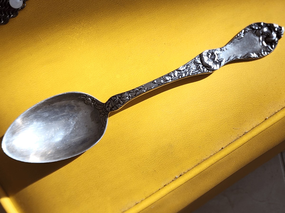 Les Cinq Fleurs by C. D. Peacock Sterling Serving Spoon w/Etched Bowl 8 3/8"