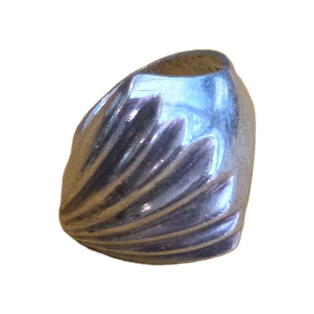 Mexico Sterling Silver Wavy Grooved Ring Size 9