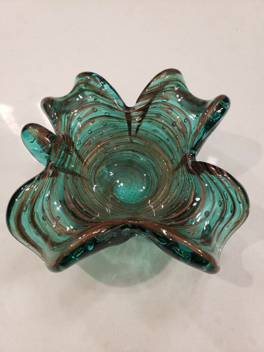 Murano Art Glass Multi-Color and Controlled Bubble Free Form Bowl, c.1950 