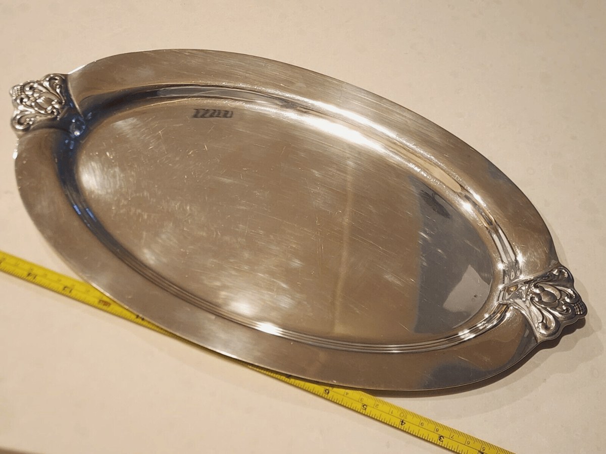 RARE INTERNALTIONAL ROYAL DANISH  STERLING SILVER W411 17" TRAY