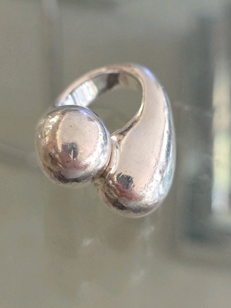 Rare Vintage Double ORB Sterling Silver Ring 